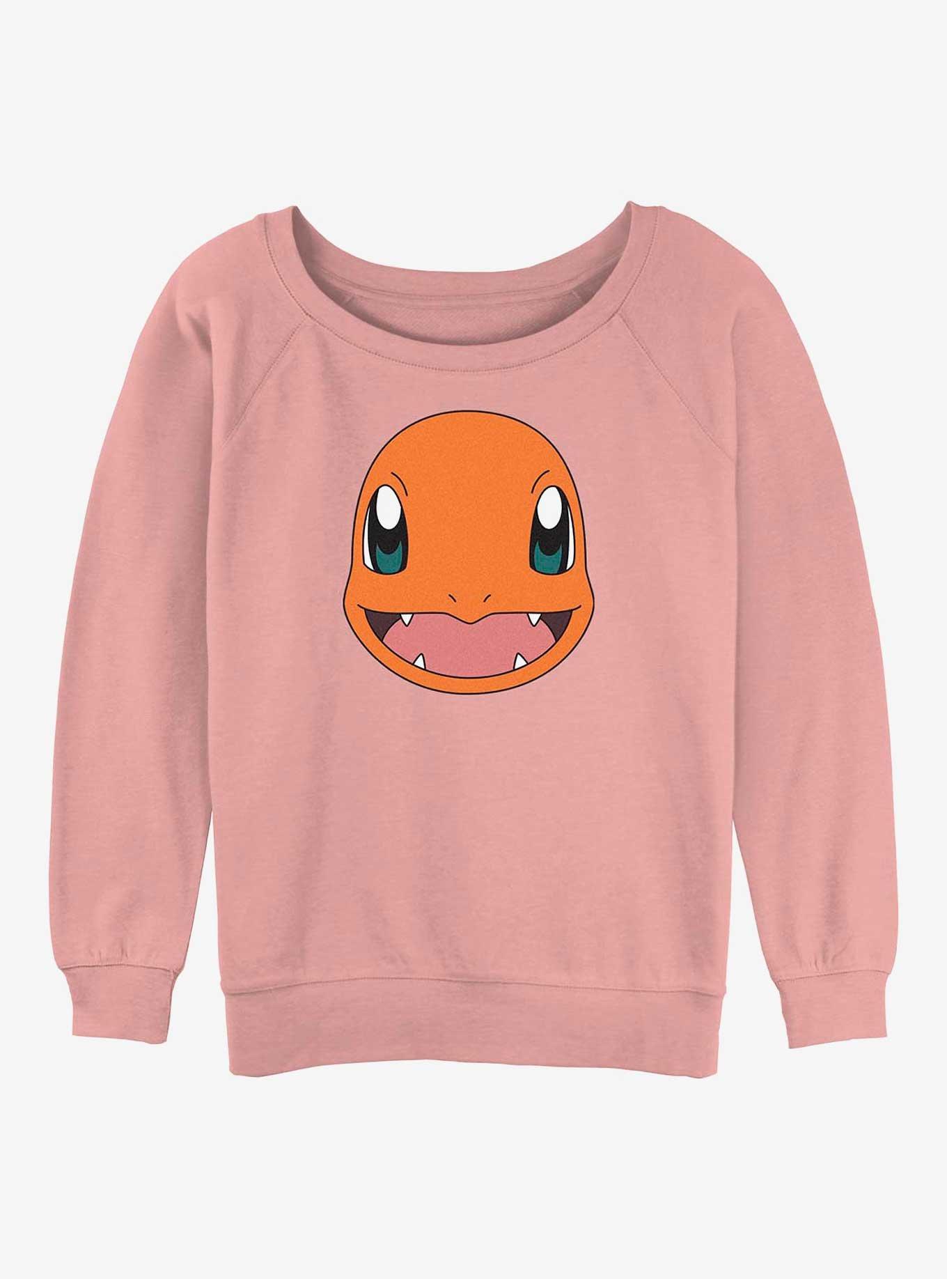 Pokemon Charmander Face Womens Slouchy Sweatshirt, DESERTPNK, hi-res
