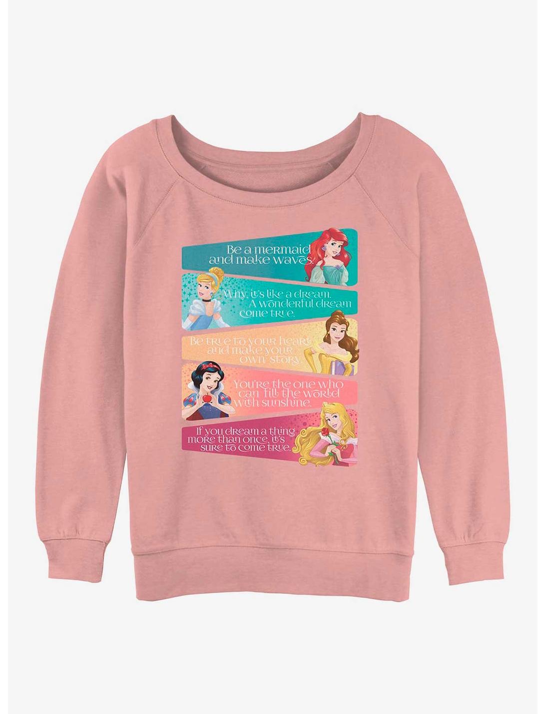 Disney Princesses Princess Adjectives Womens Slouchy Sweatshirt, DESERTPNK, hi-res