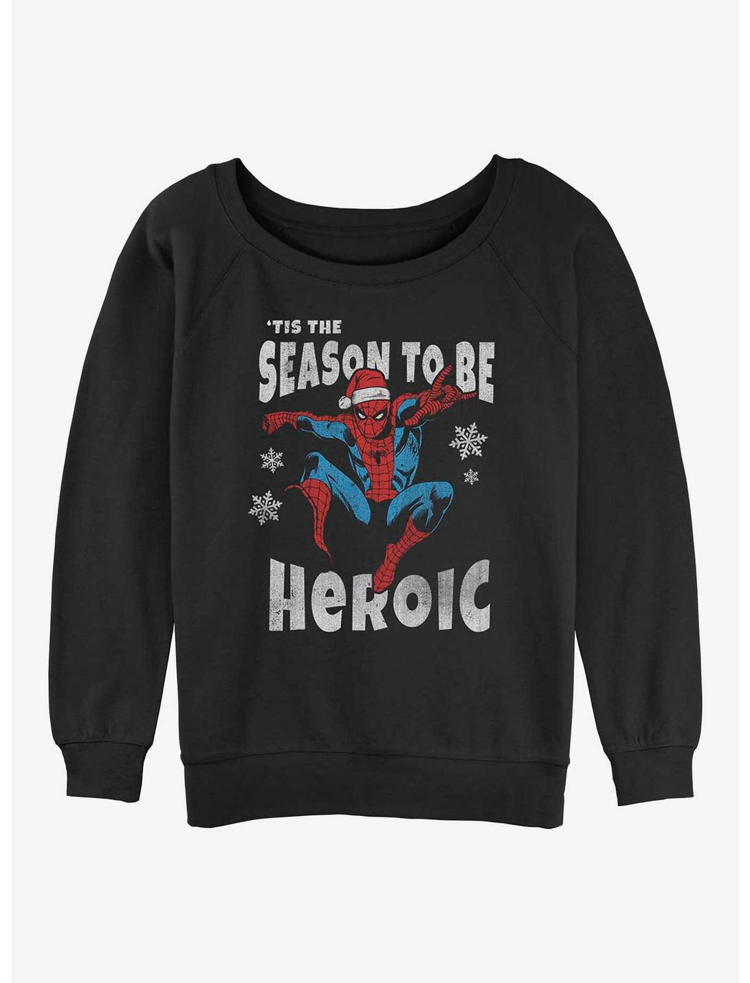 Marvel Spider-Man Tis The Season Womens Slouchy Sweatshirt, BLACK, hi-res