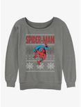 Marvel Spider-Man Ugly Christmas Spidey Womens Slouchy Sweatshirt, GRAY HTR, hi-res