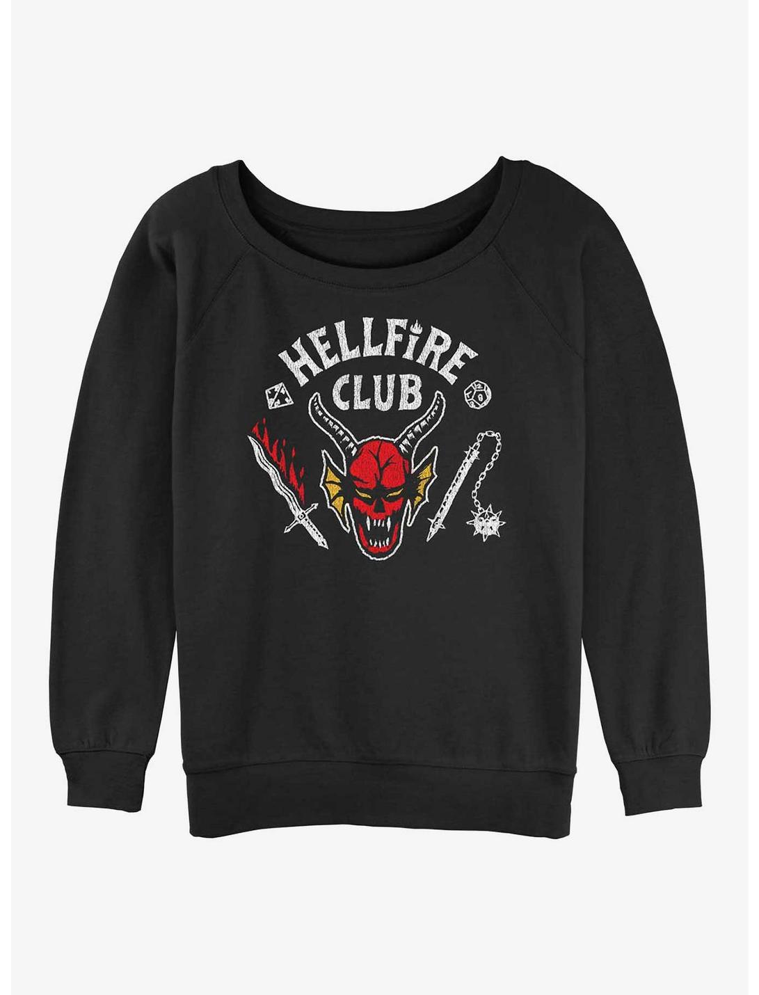 Stranger Things Hellfire Club Womens Slouchy Sweatshirt, BLACK, hi-res