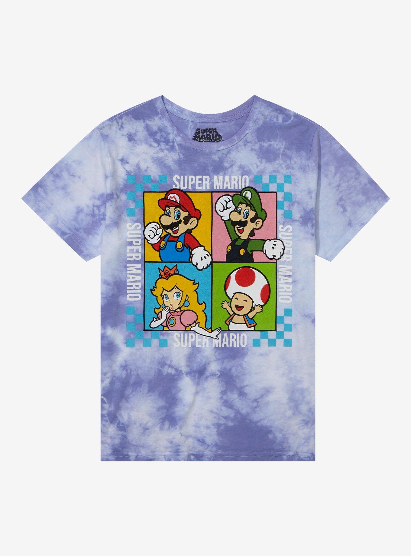 Super Mario Character Tie-Dye Boyfriend Fit Girls T-Shirt, MULTI, hi-res