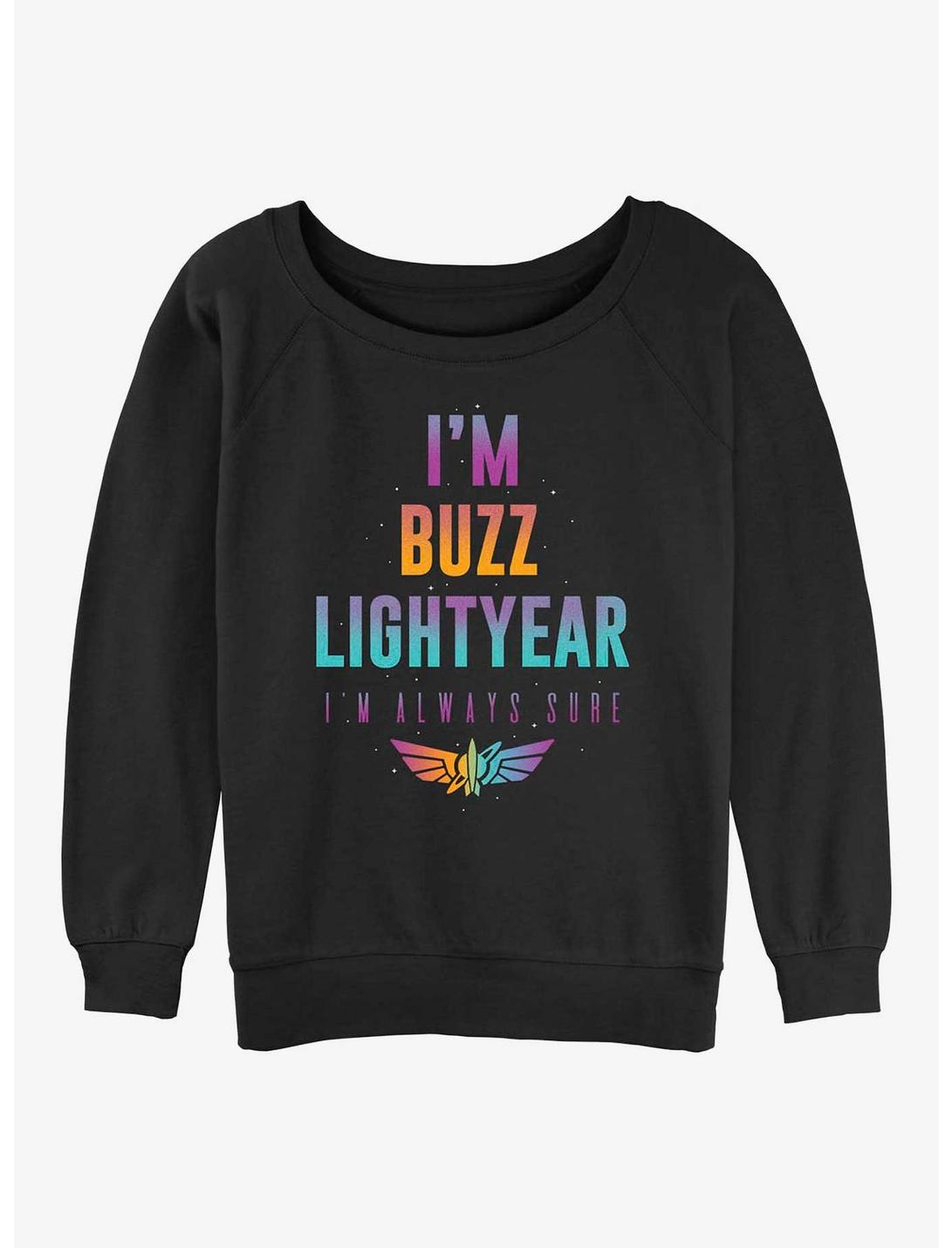 Disney Pixar Lightyear Buzz Is Always Sure Womens Slouchy Sweatshirt, BLACK, hi-res