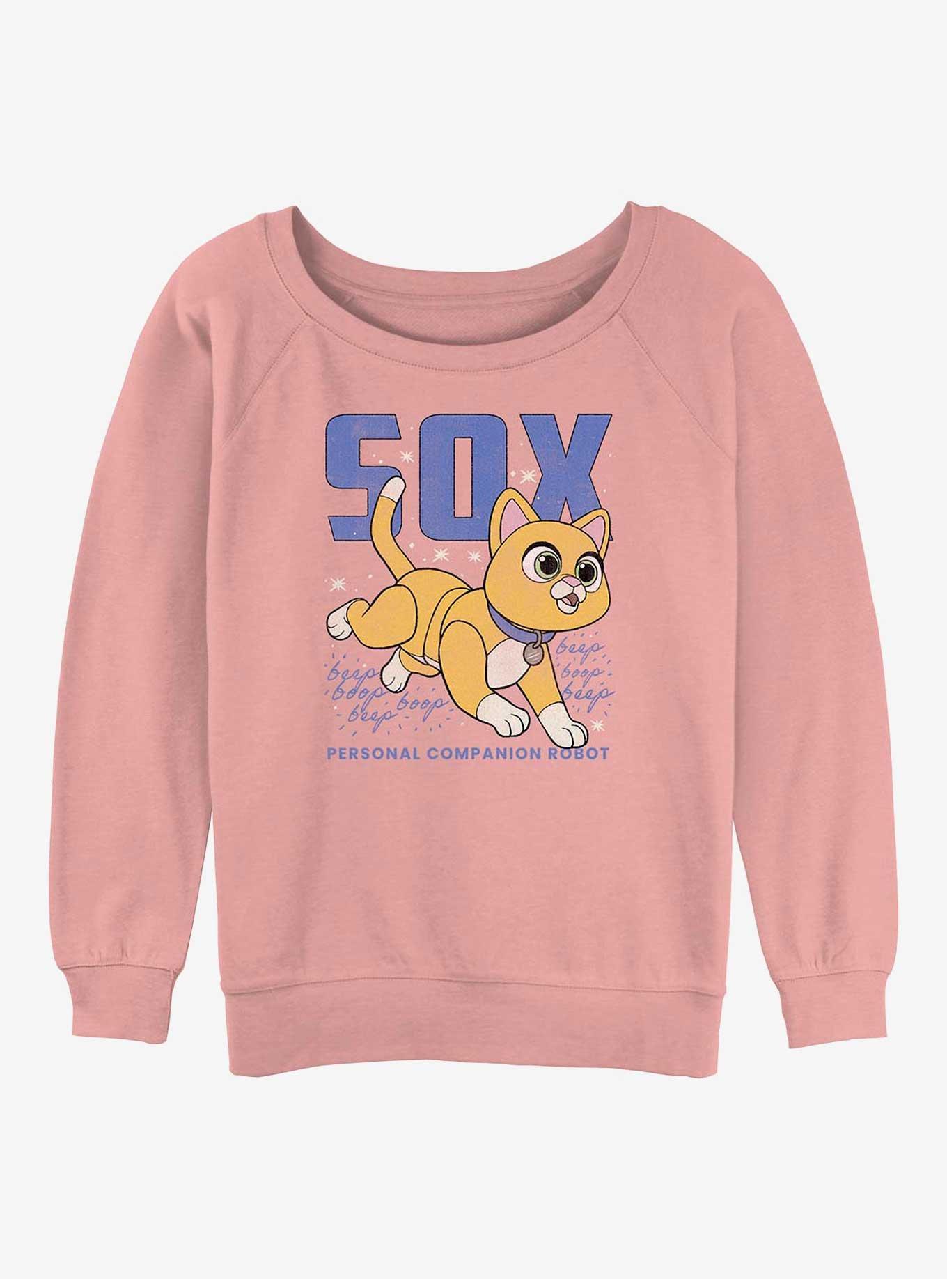 Disney Pixar Lightyear Sox Companion Cat Womens Slouchy Sweatshirt, DESERTPNK, hi-res