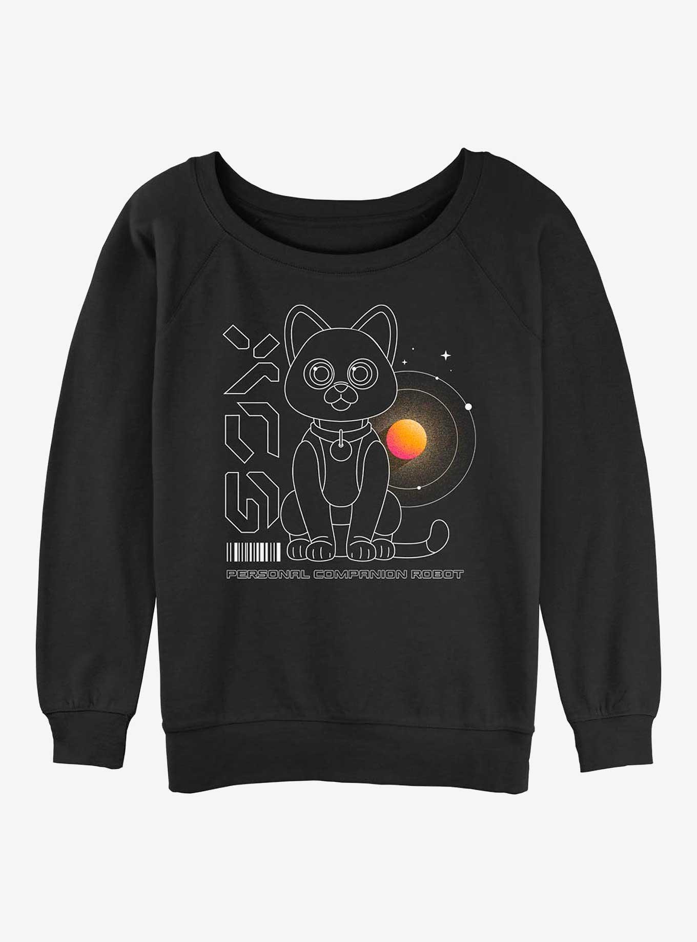 Disney Pixar Lightyear Sox Robot Cat Womens Slouchy Sweatshirt, BLACK, hi-res