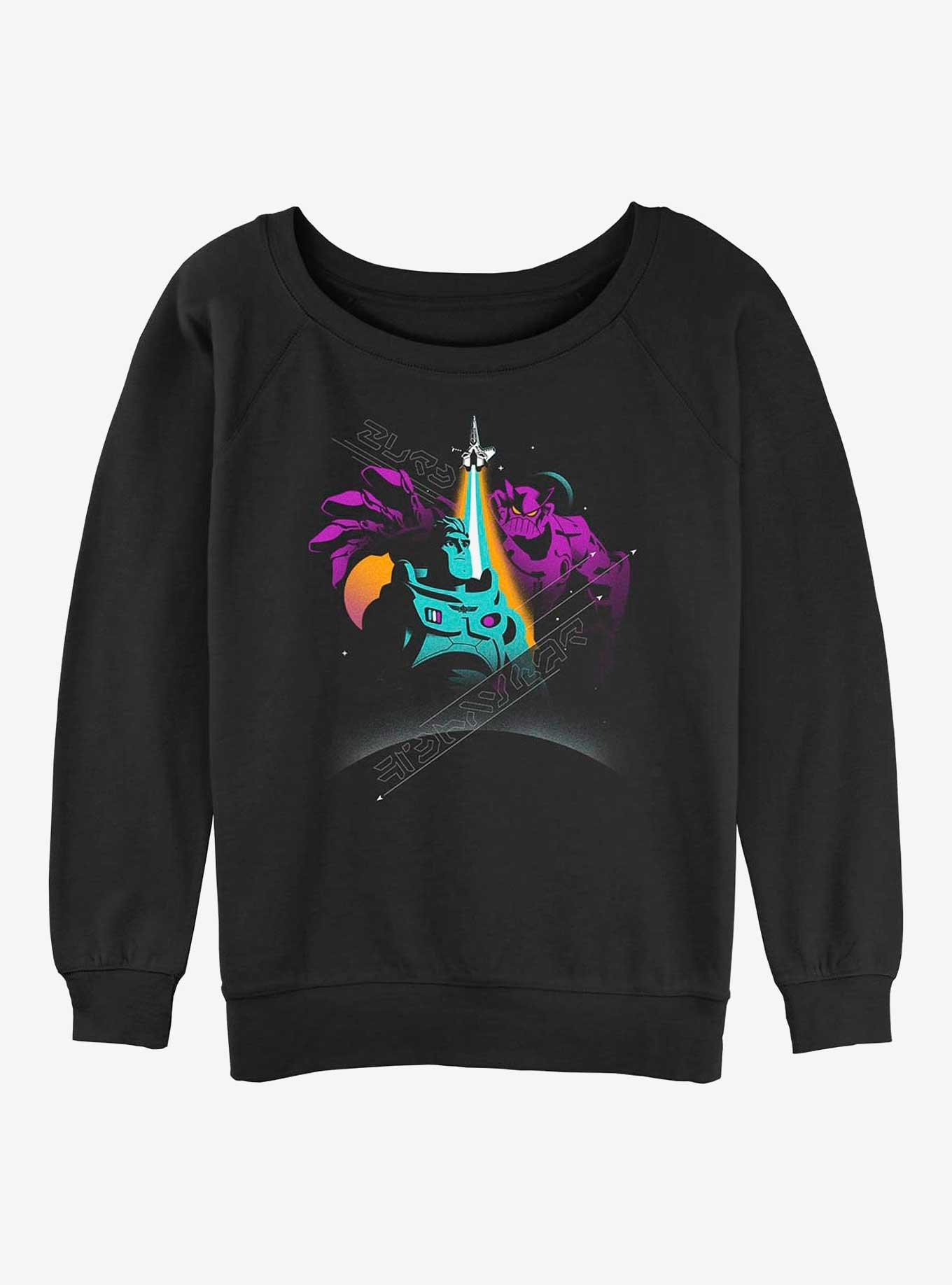 Disney Pixar Lightyear Zurg and Buzz Womens Slouchy Sweatshirt, BLACK, hi-res