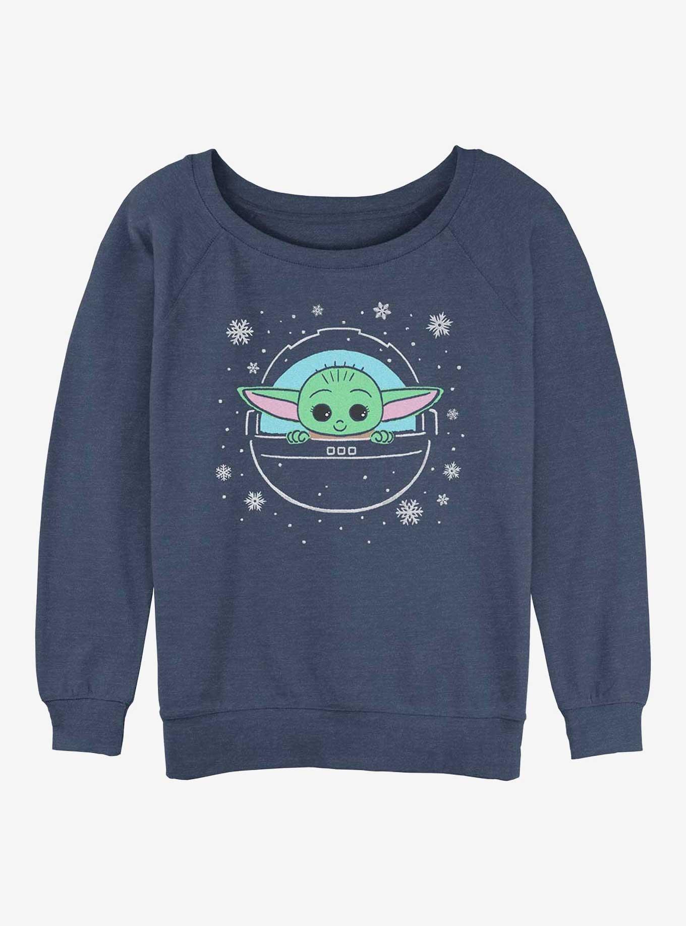 Star Wars The Mandalorian Snow Child Womens Slouchy Sweatshirt, BLUEHTR, hi-res