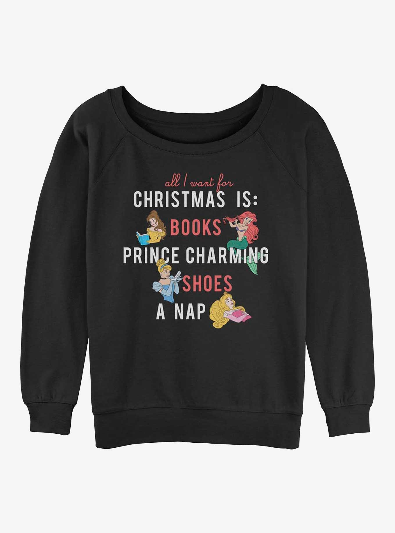 Disney Princesses Christmas Wish List Womens Slouchy Sweatshirt, , hi-res