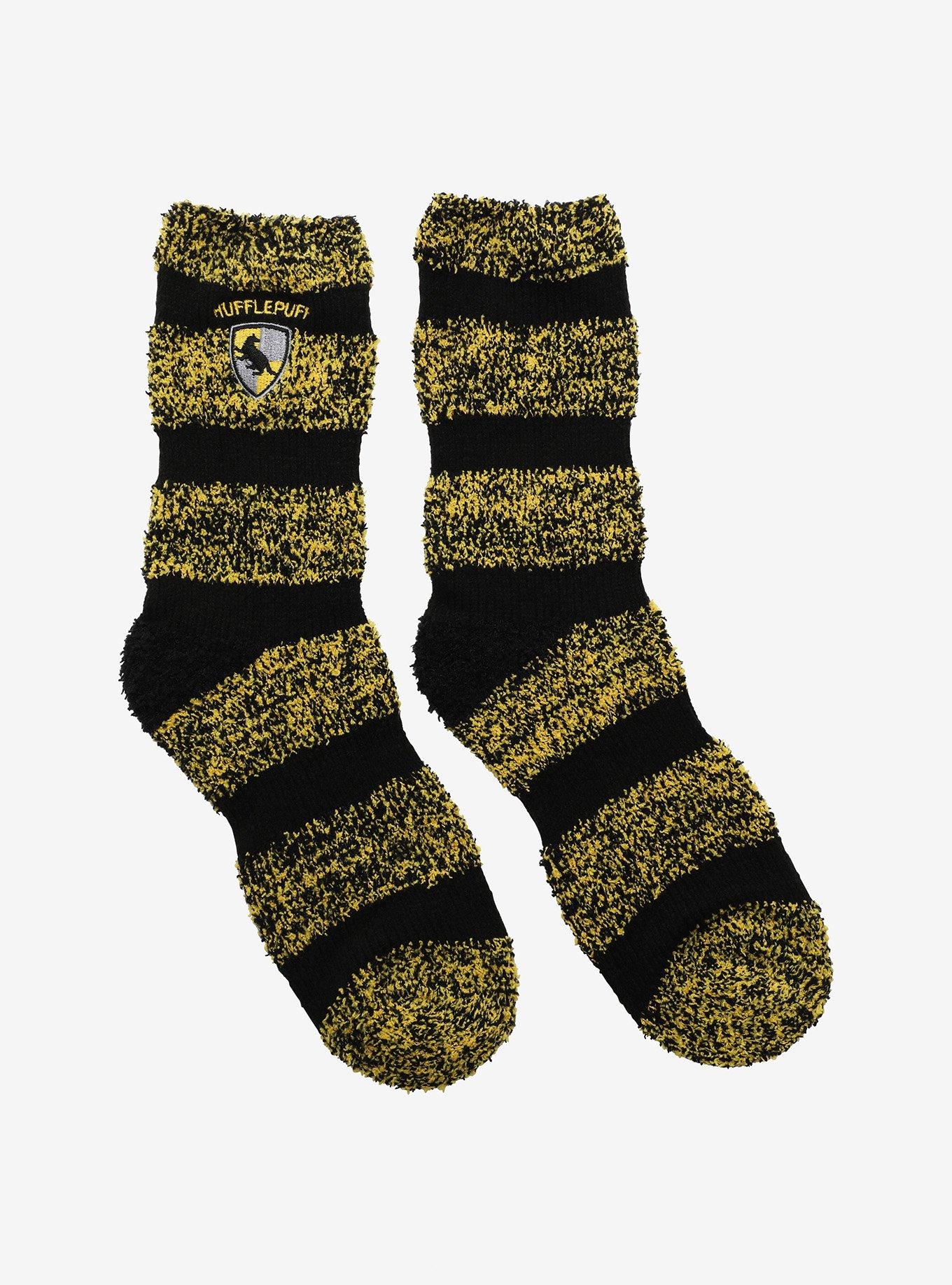 Harry Potter Hufflepuff Fuzzy Crew Socks, , hi-res