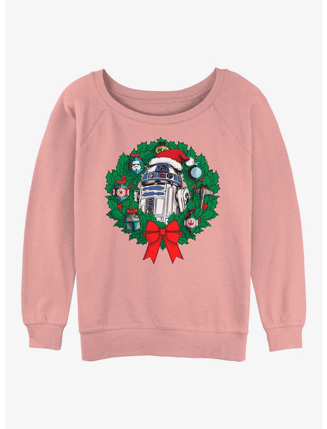 Star Wars R2-D2 Wreath Womens Slouchy Sweatshirt, DESERTPNK, hi-res