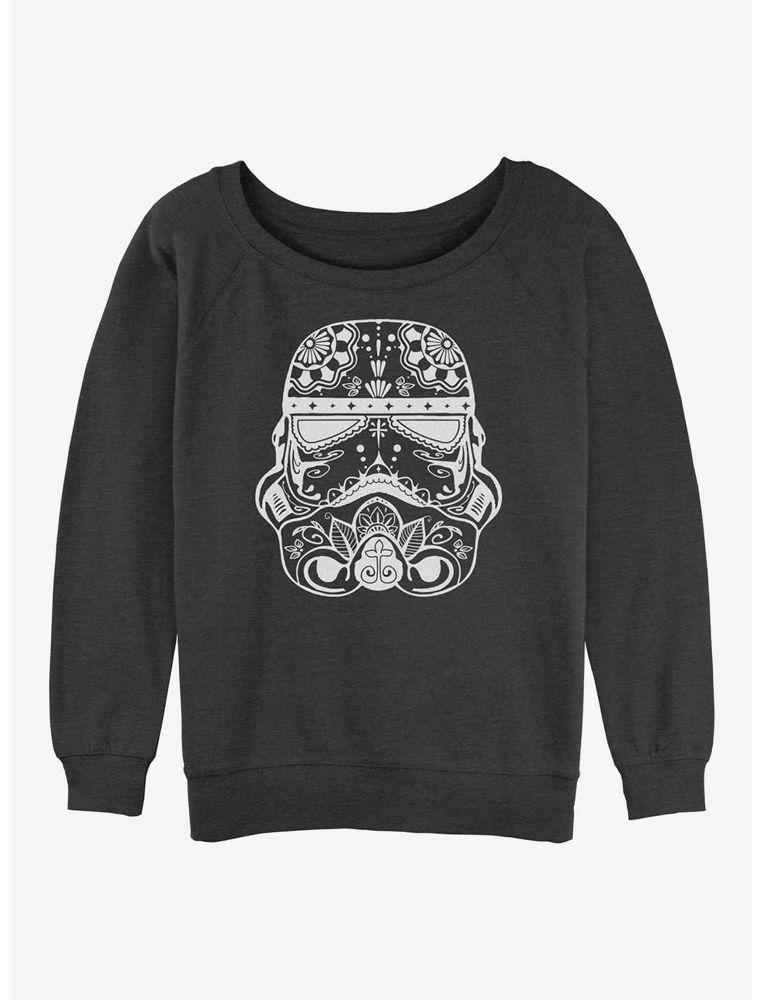 Star Wars Sugar Skull Troop Womens Slouchy Sweatshirt, CHAR HTR, hi-res
