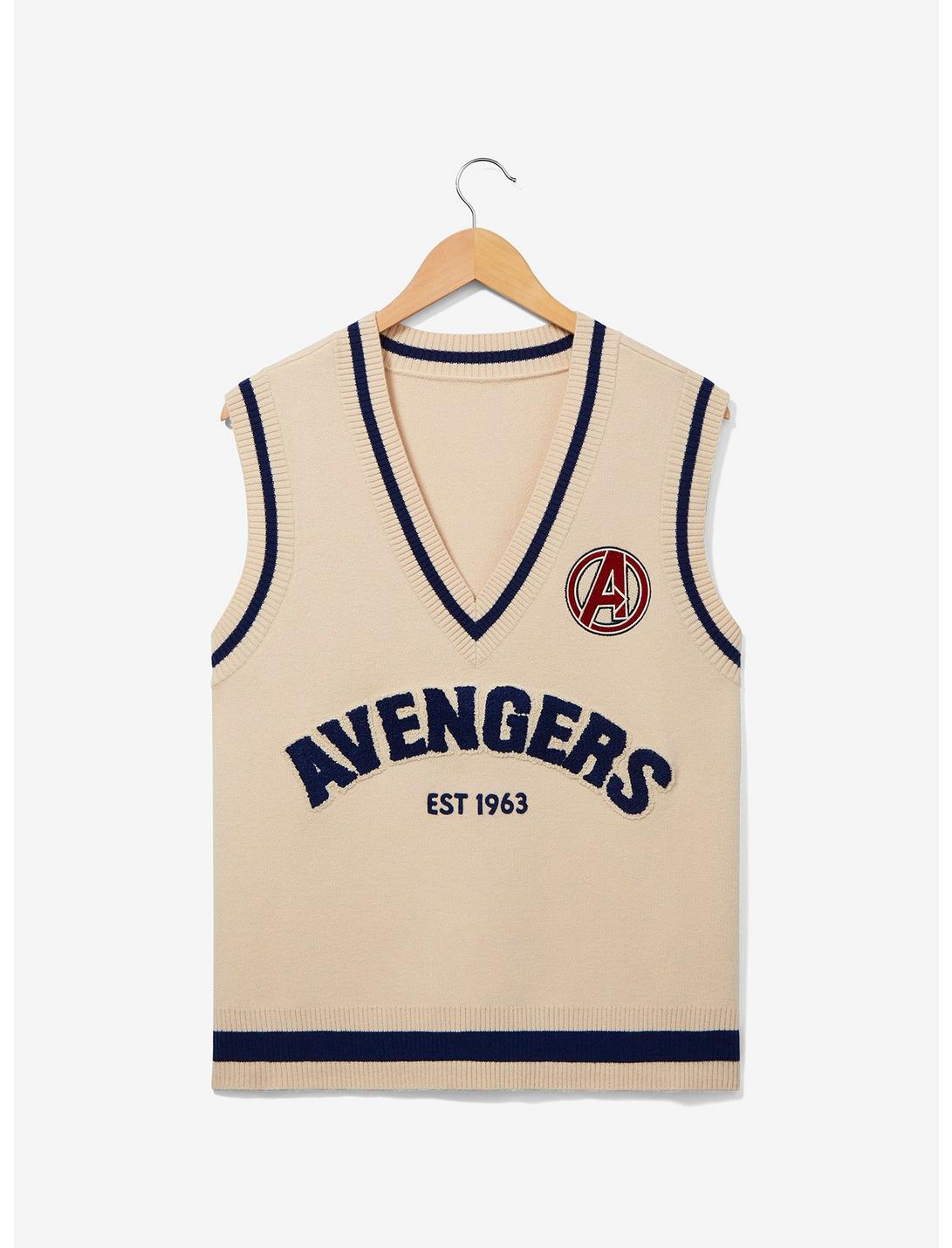 Marvel Avengers Logo Sweater Vest - BoxLunch Exclusive, OFF WHITE, hi-res