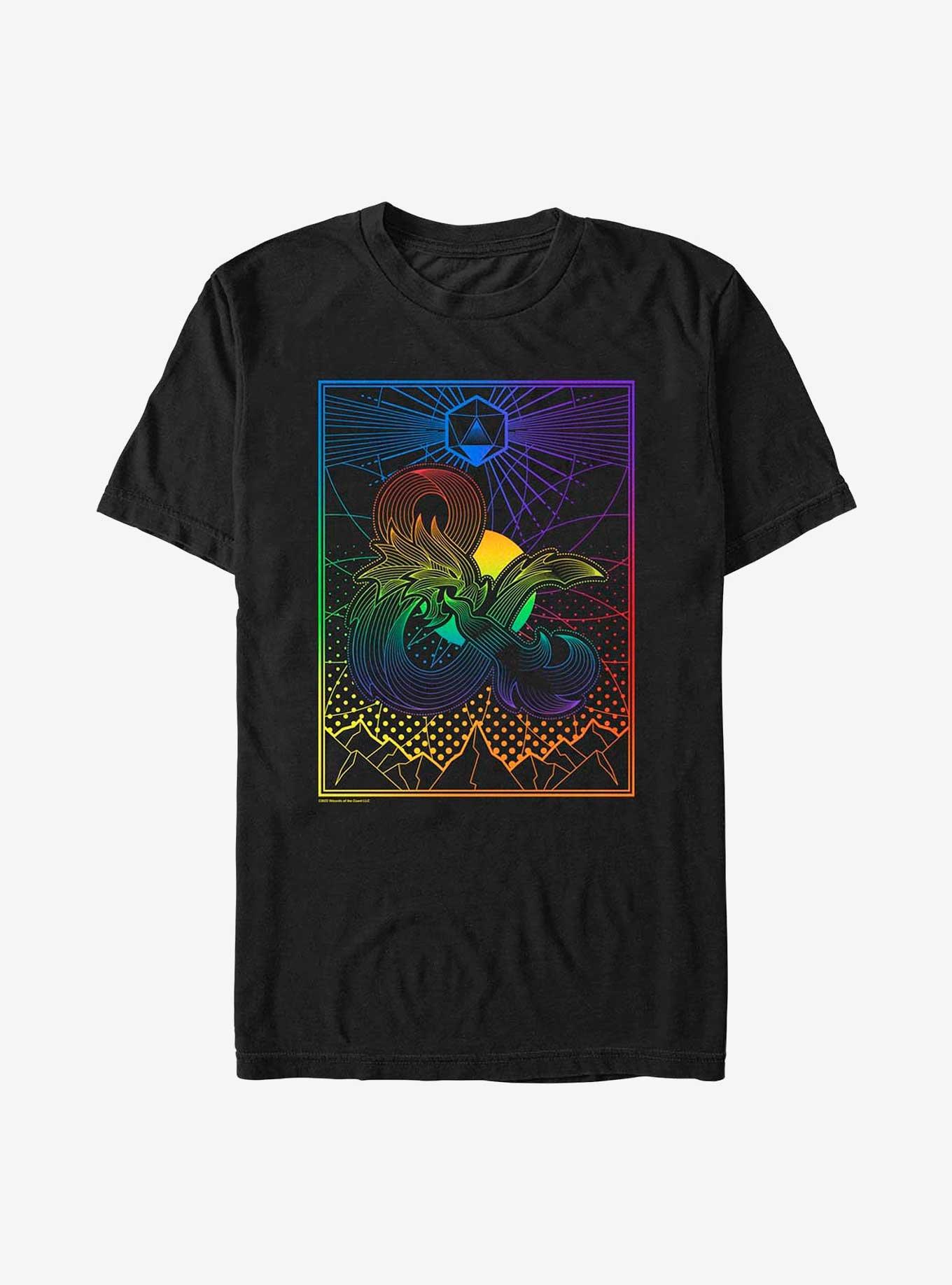 Dungeons & Dragons Dice Gradient Landscape Big & Tall T-Shirt, BLACK, hi-res