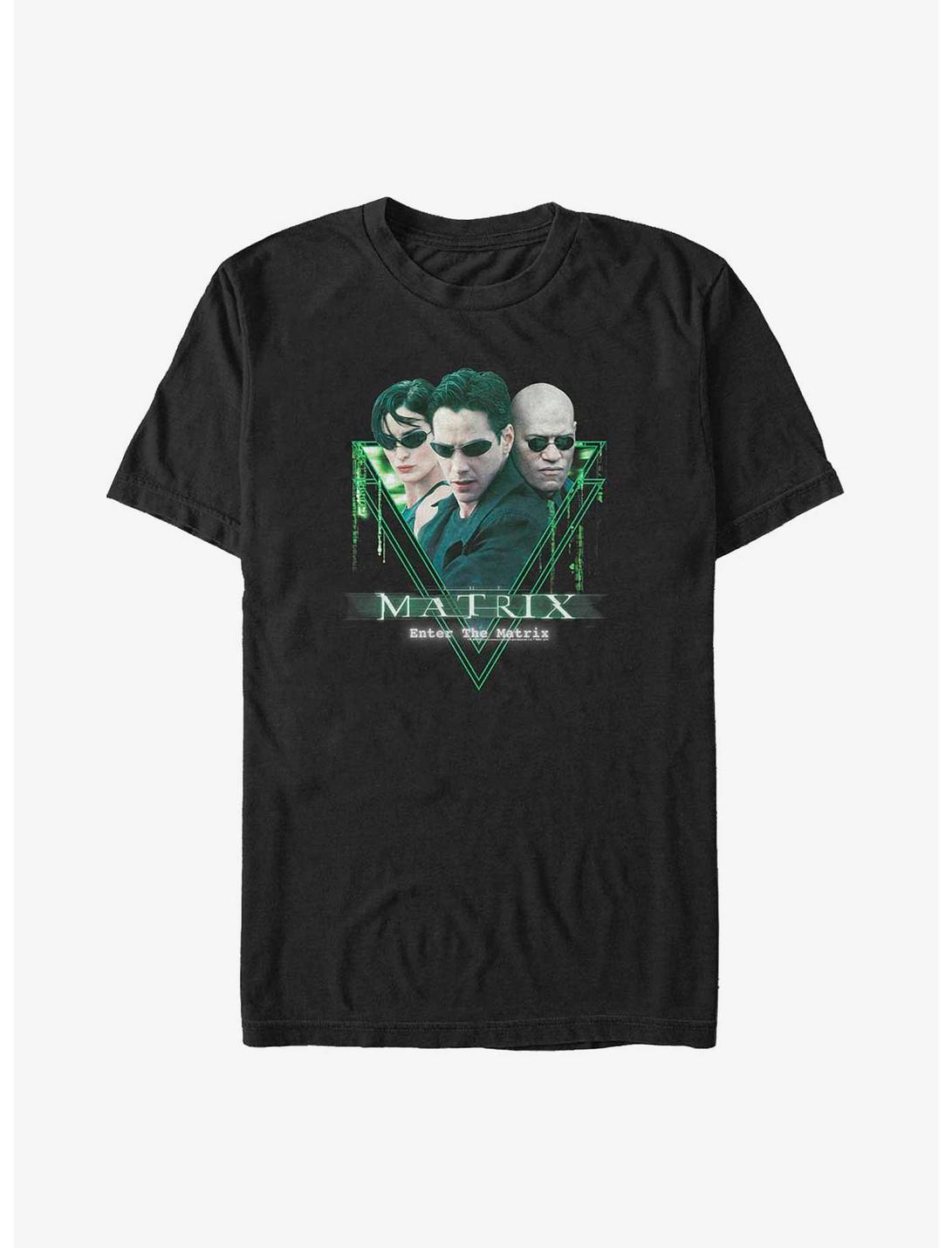 The Matrix Neo, Trinity, and Morpheus Logo Big & Tall T-Shirt, BLACK, hi-res