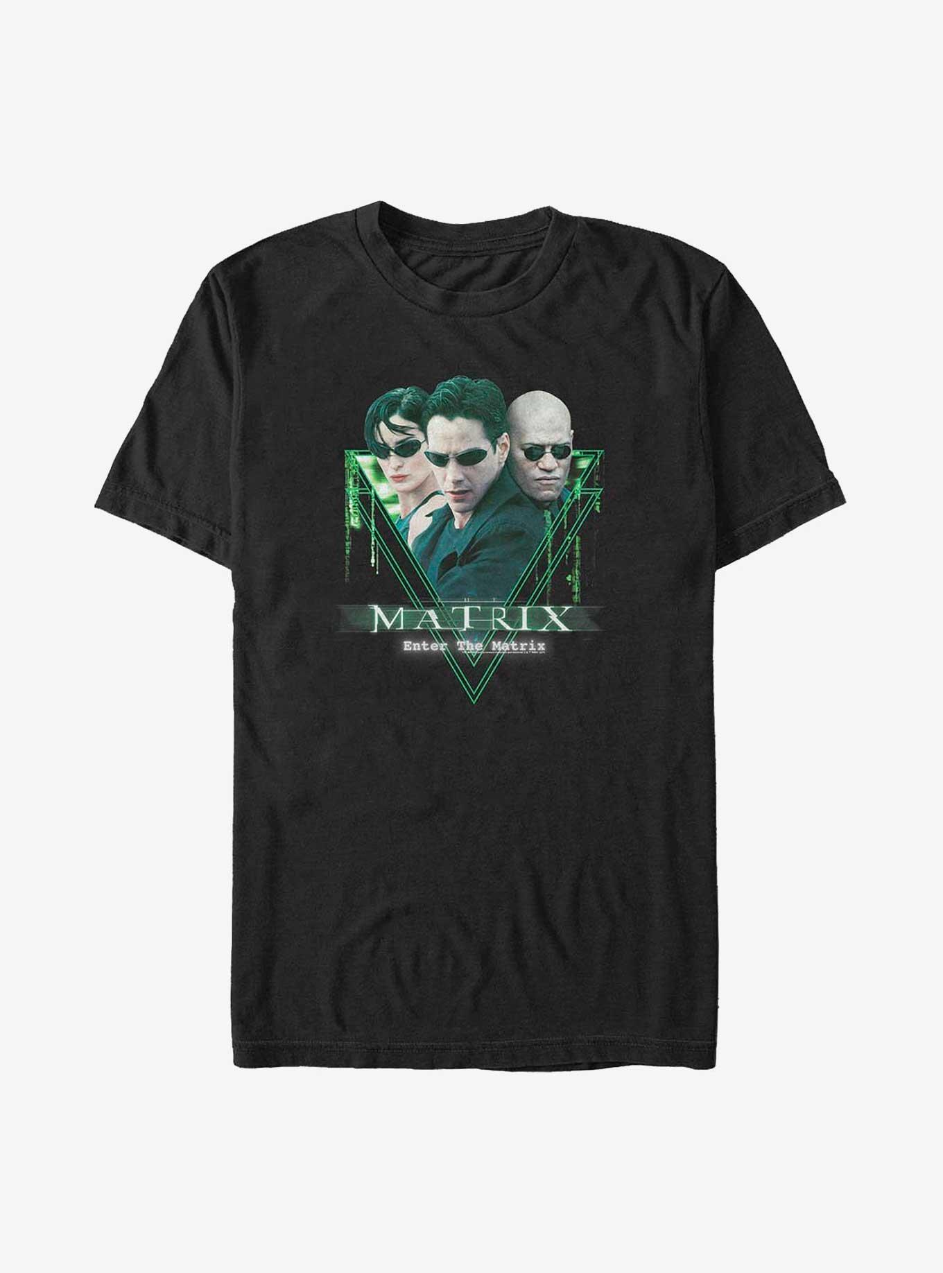 The Matrix Neo, Trinity, and Morpheus Logo Big & Tall T-Shirt, BLACK, hi-res