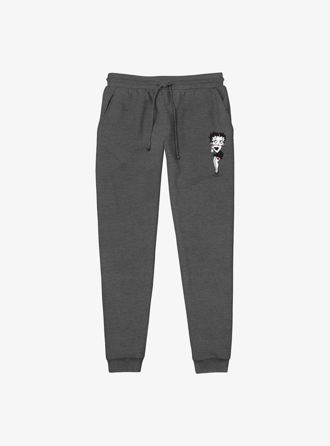 Betty Boop Heart Garter Belt Jogger Sweatpants, CHAR HTR, hi-res