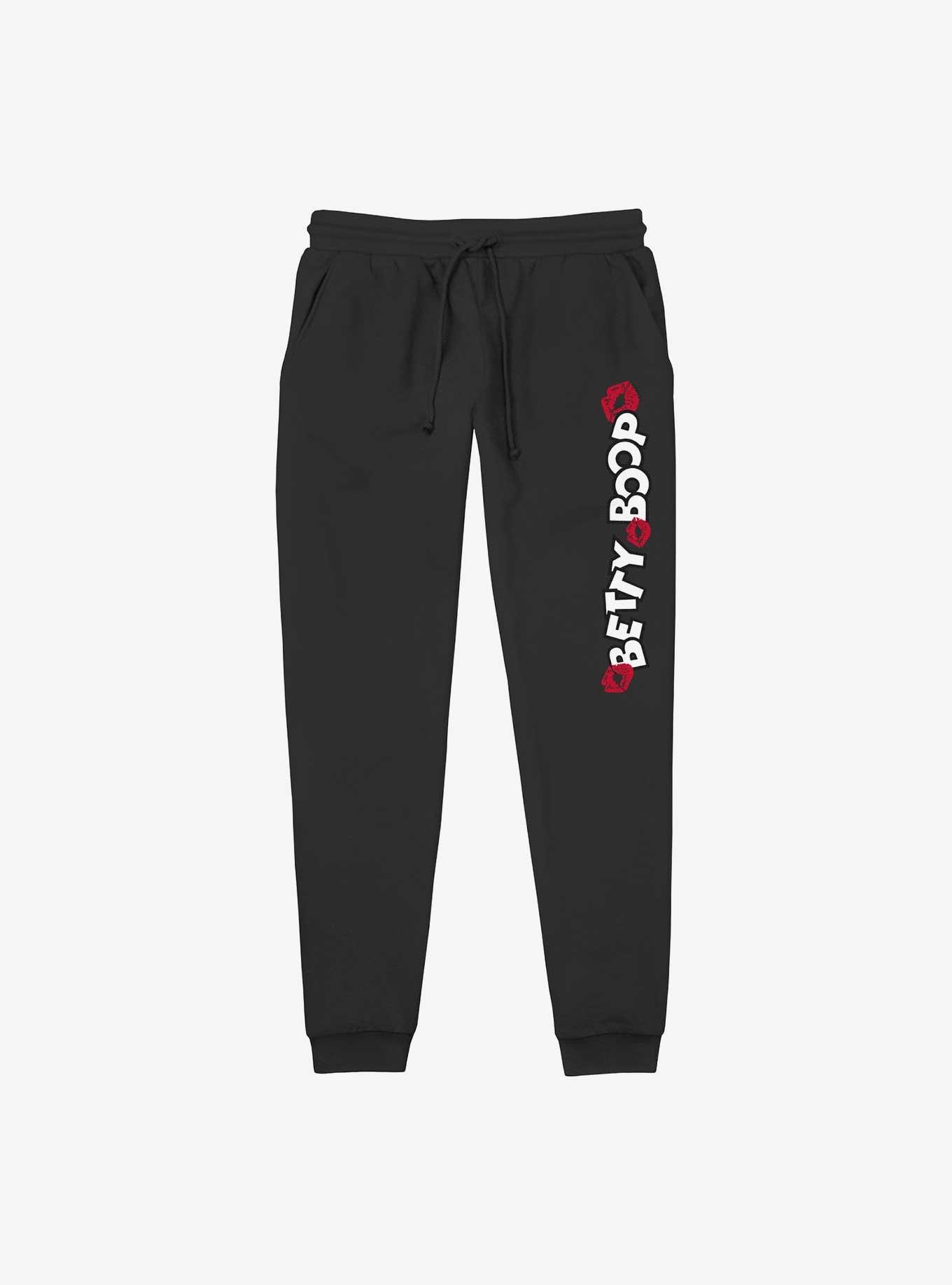 Betty Boop Kisses Logo Jogger Sweatpants, BLACK, hi-res