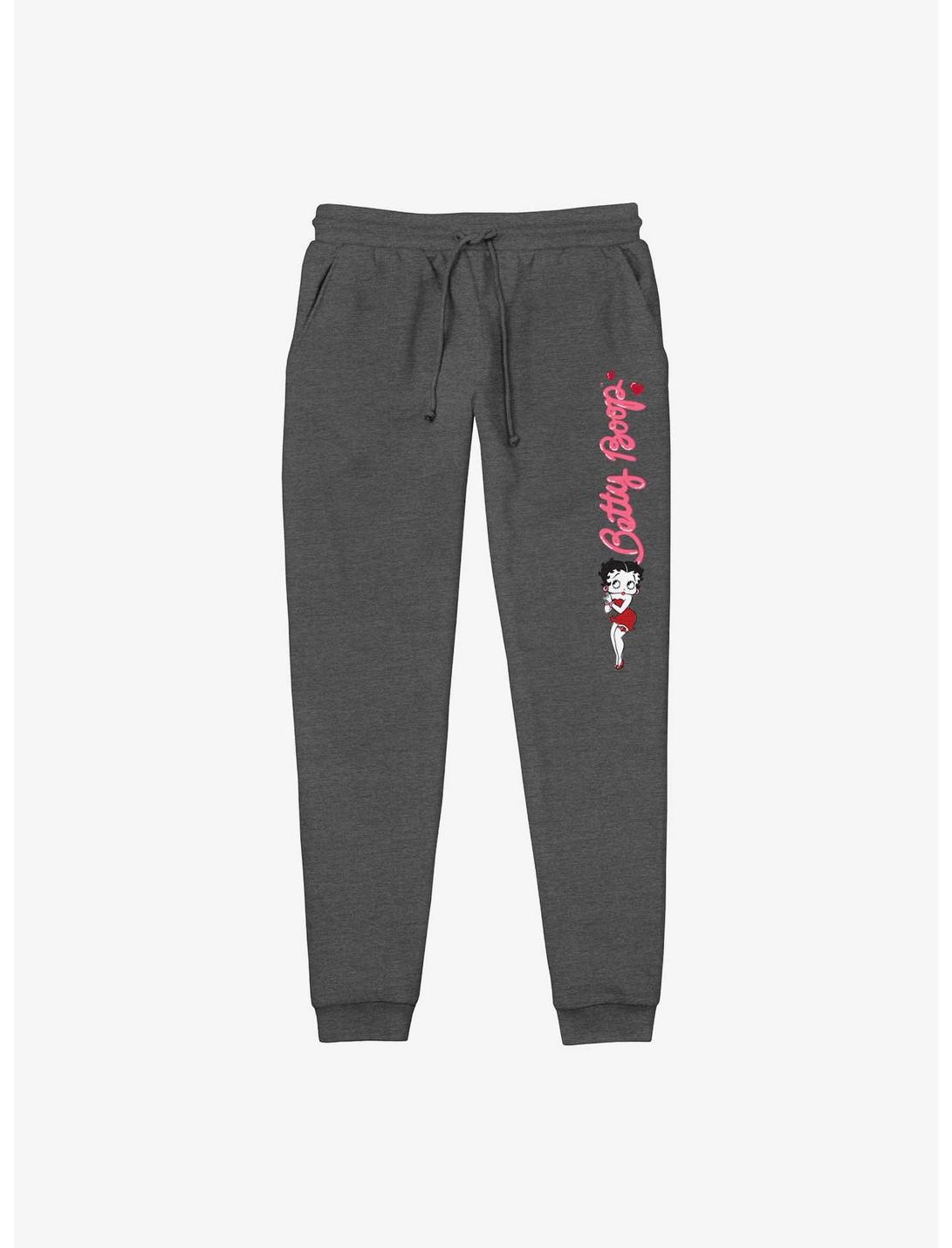 Betty Boop Lady In Red Logo Jogger Sweatpants, CHAR HTR, hi-res