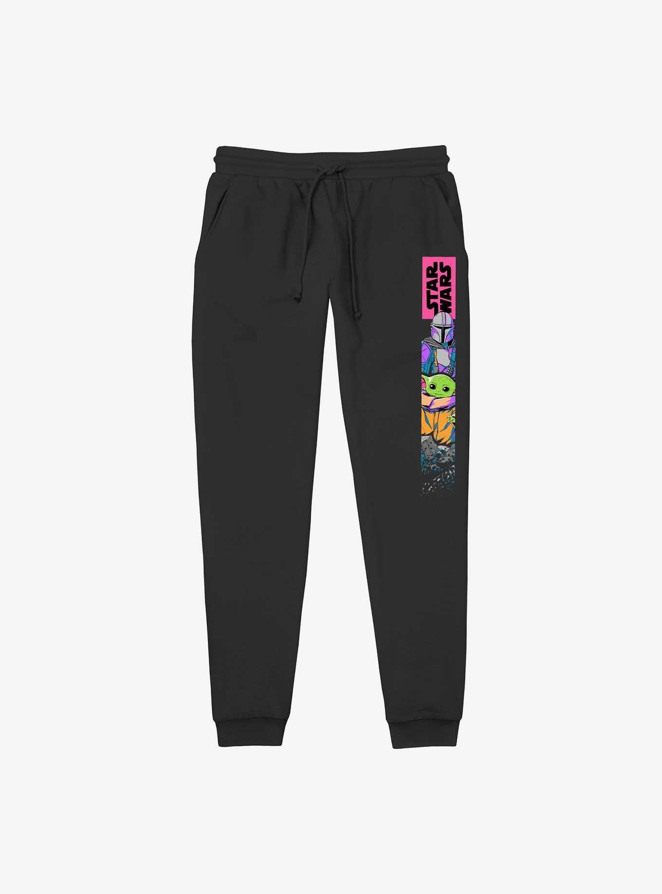 Star Wars The Mandalorian Neon Mando and Grogu Jogger Sweatpants, BLACK, hi-res