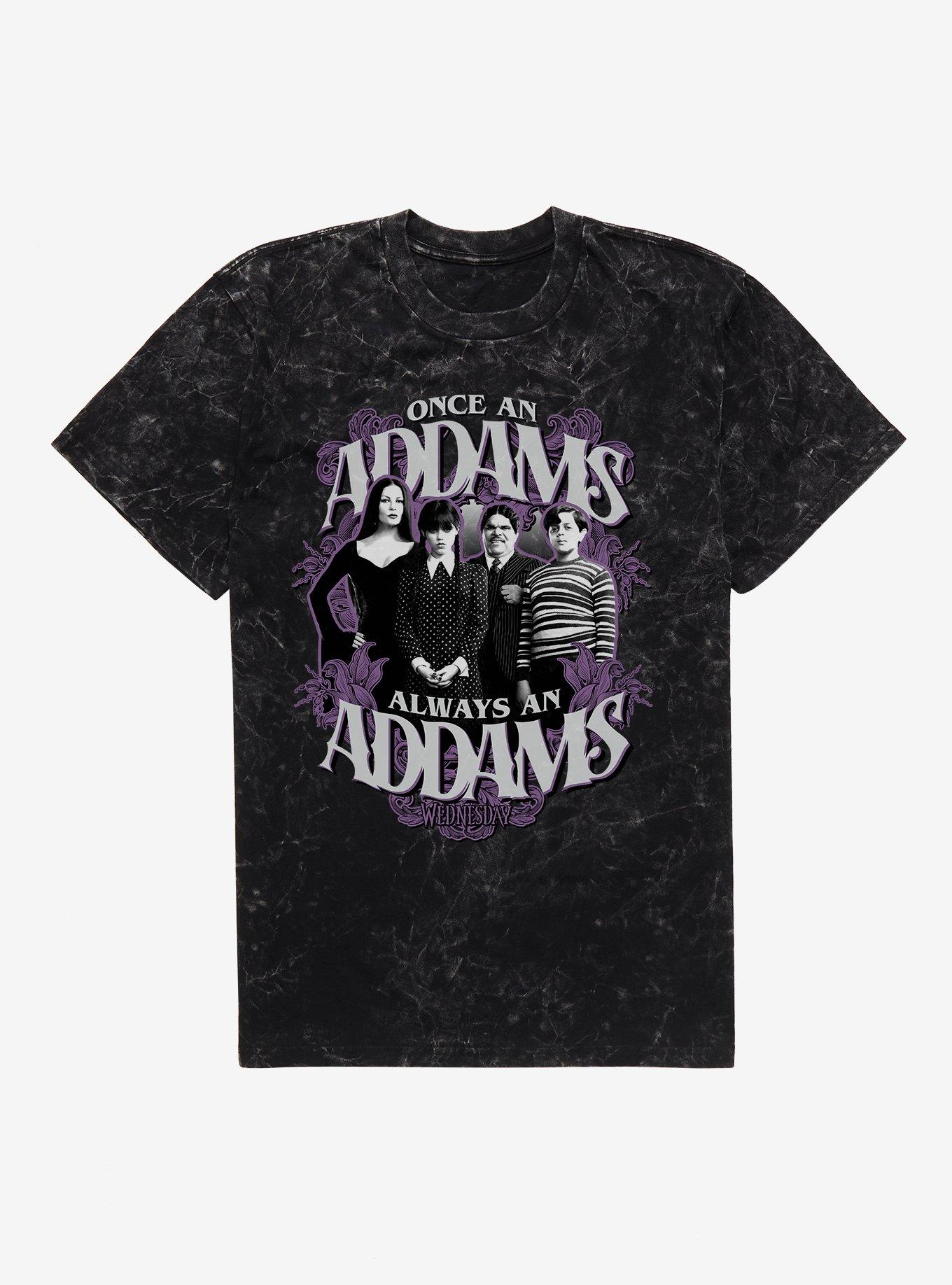 Wednesday Always An Addams Mineral Wash T-Shirt, BLACK MINERAL WASH, hi-res