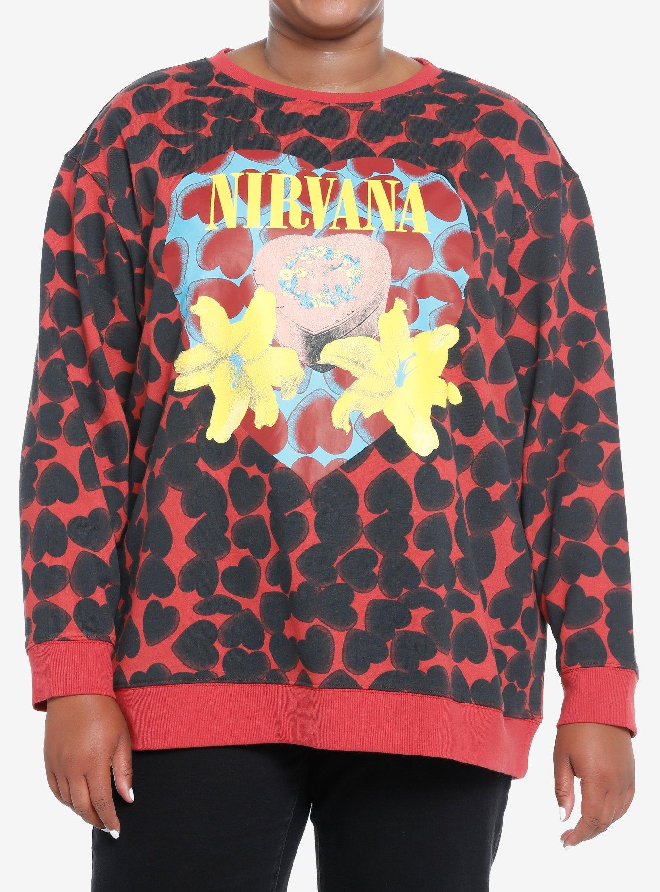 Nirvana Heart-Shaped Box Allover Print Girls Sweatshirt Plus Size, MULTI, hi-res