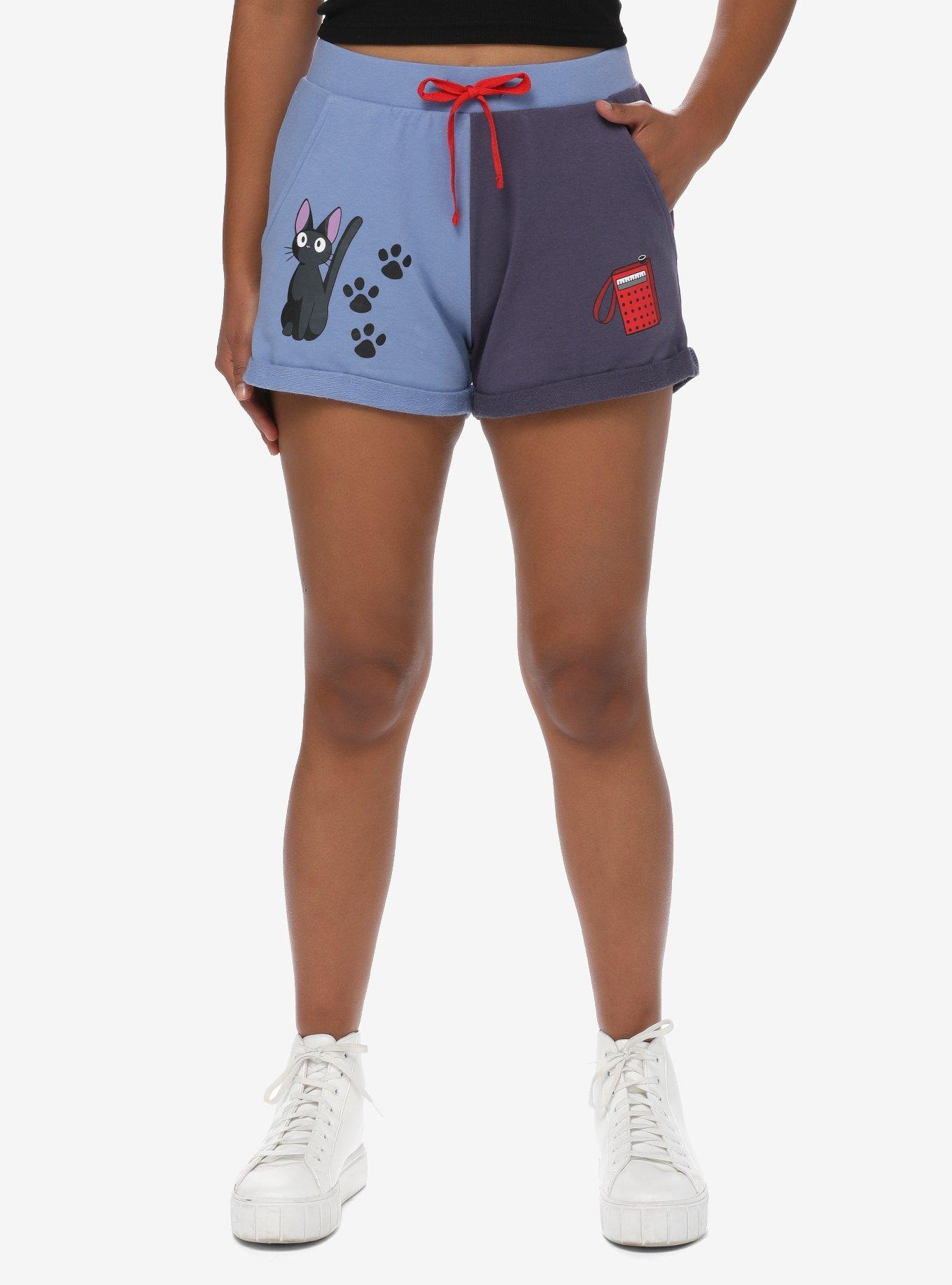 Her Universe Studio Ghibli Kiki's Delivery Service Jiji Split Lounge Shorts, BLUE, hi-res