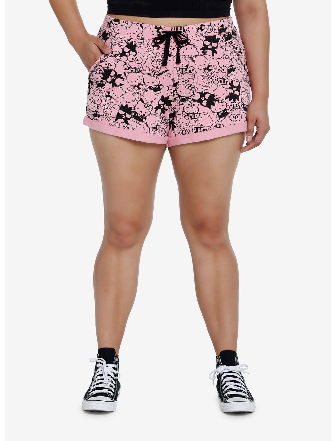 Hello Kitty & Friends Line Art Lounge Shorts Plus Size, PINK, hi-res