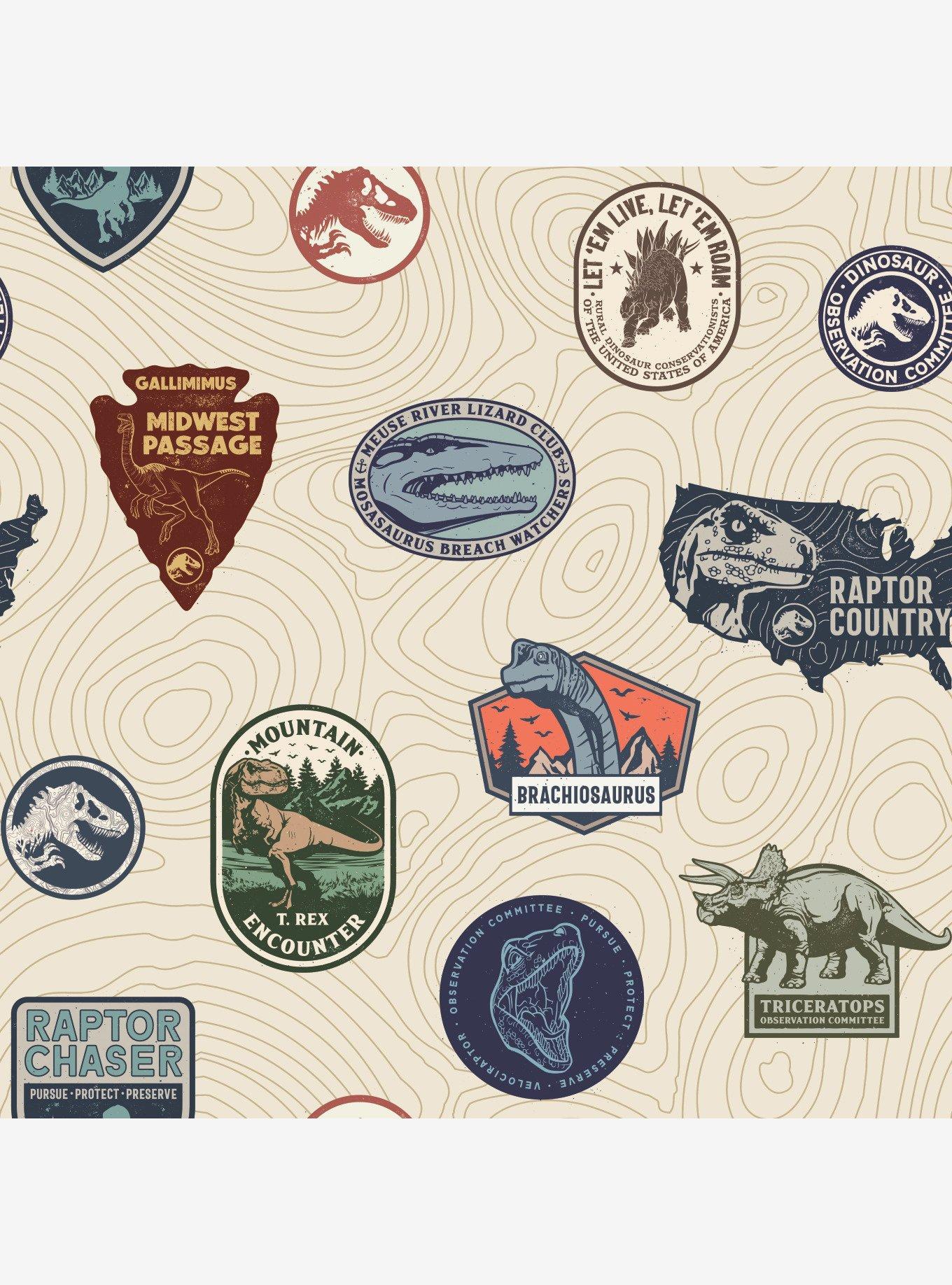 Jurassic World Badges Peel & Stick Wallpaper, , hi-res