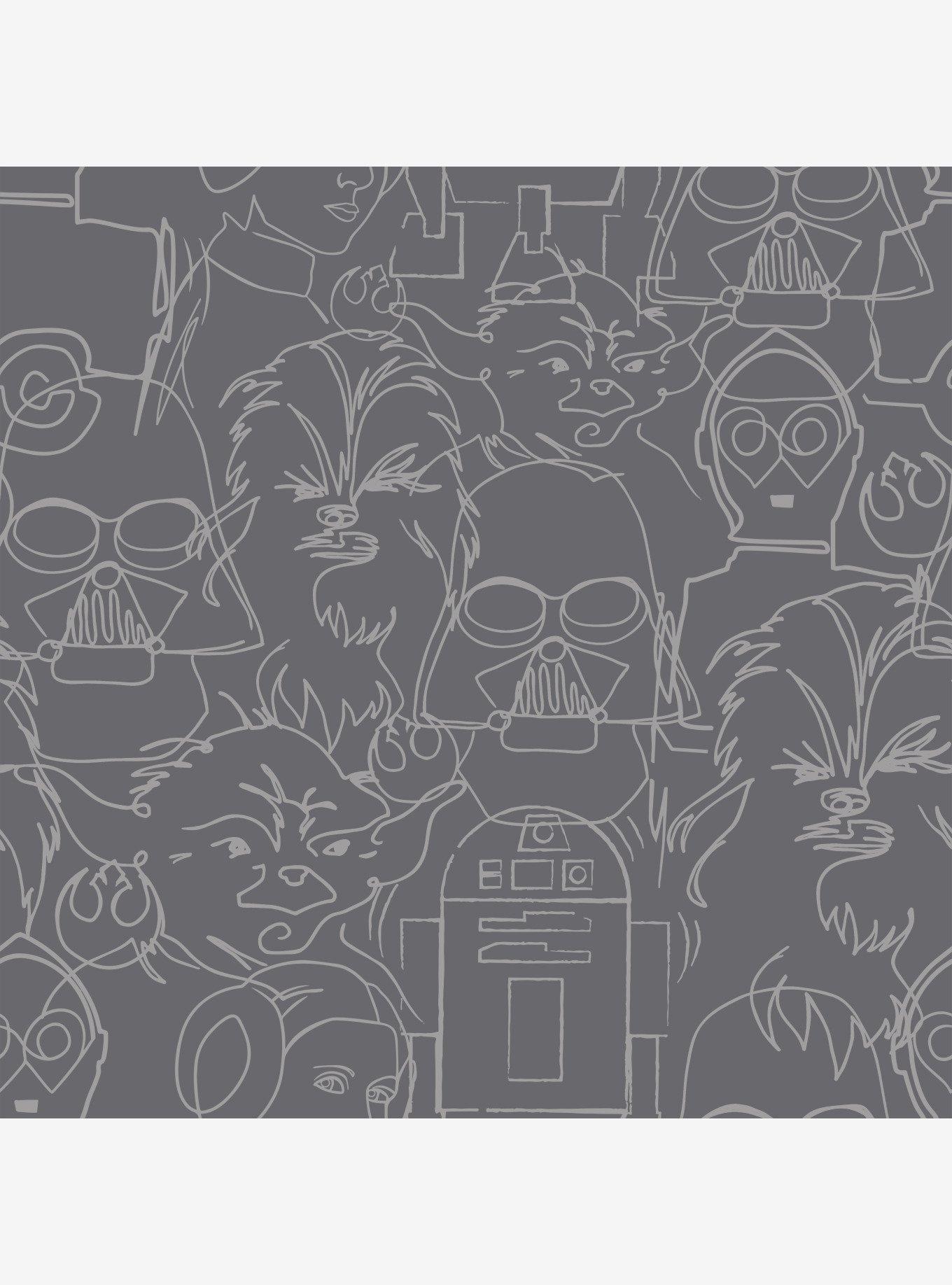 Star Wars Saga Grey Line Sketches Peel And Stick Wallpaper, , hi-res