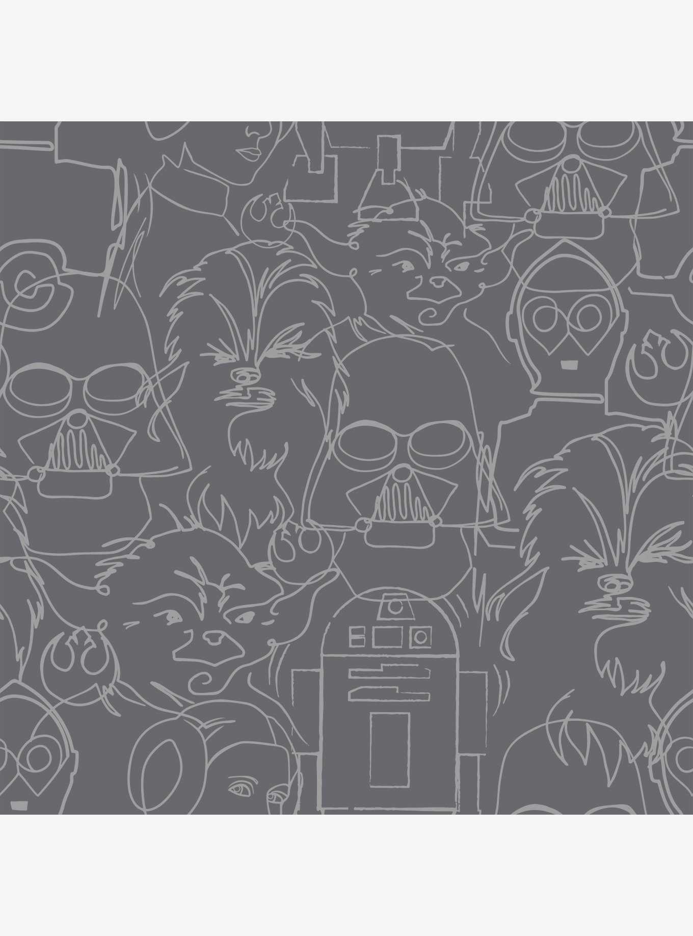 Star Wars Saga Grey Line Sketches Peel And Stick Wallpaper, , hi-res