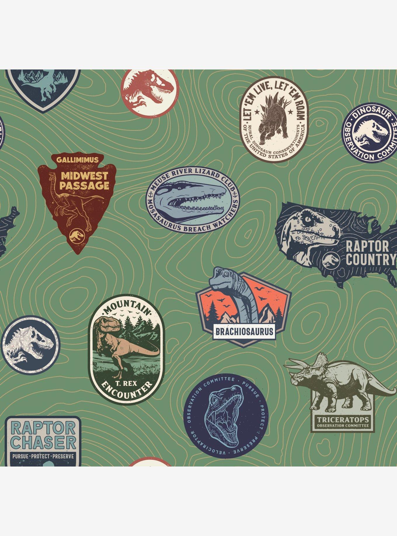 Jurassic World Green Badges Peel & Stick Wallpaper, , hi-res