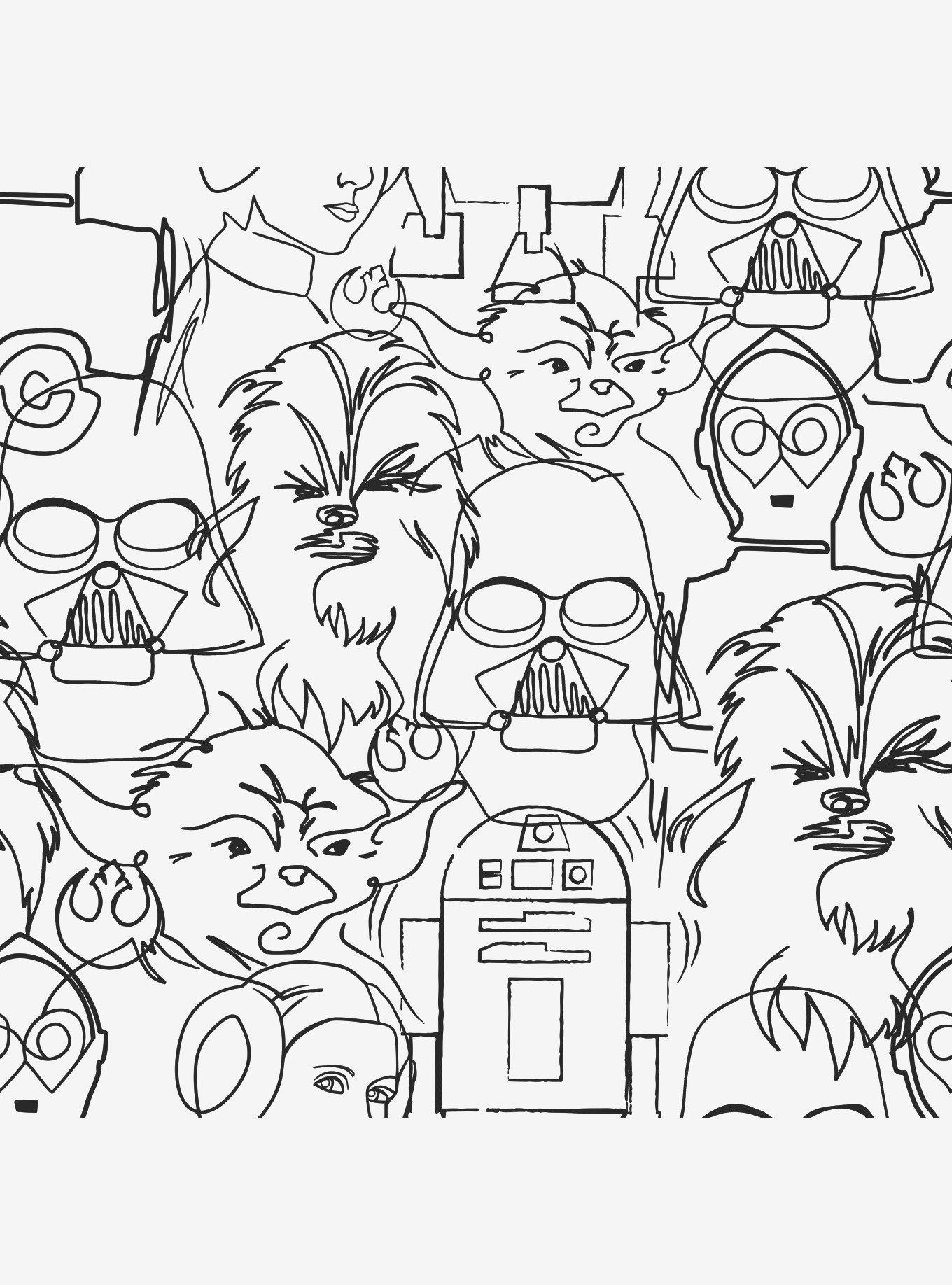 Star Wars Saga Line Sketches Peel And Stick Wallpaper, , hi-res