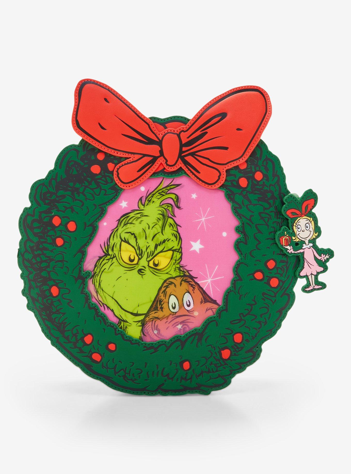 Loungefly How The Grinch Stole Christmas Lenticular Wreath Portrait Crossbody Bag, , hi-res