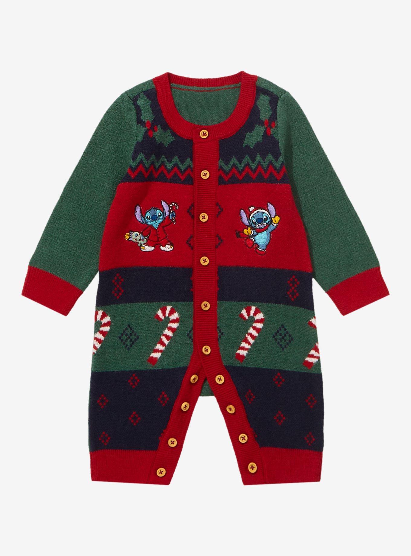 Disney Lilo & Stitch Holiday Sweater Infant One-Piece - BoxLunch Exclusive, MULTI, hi-res