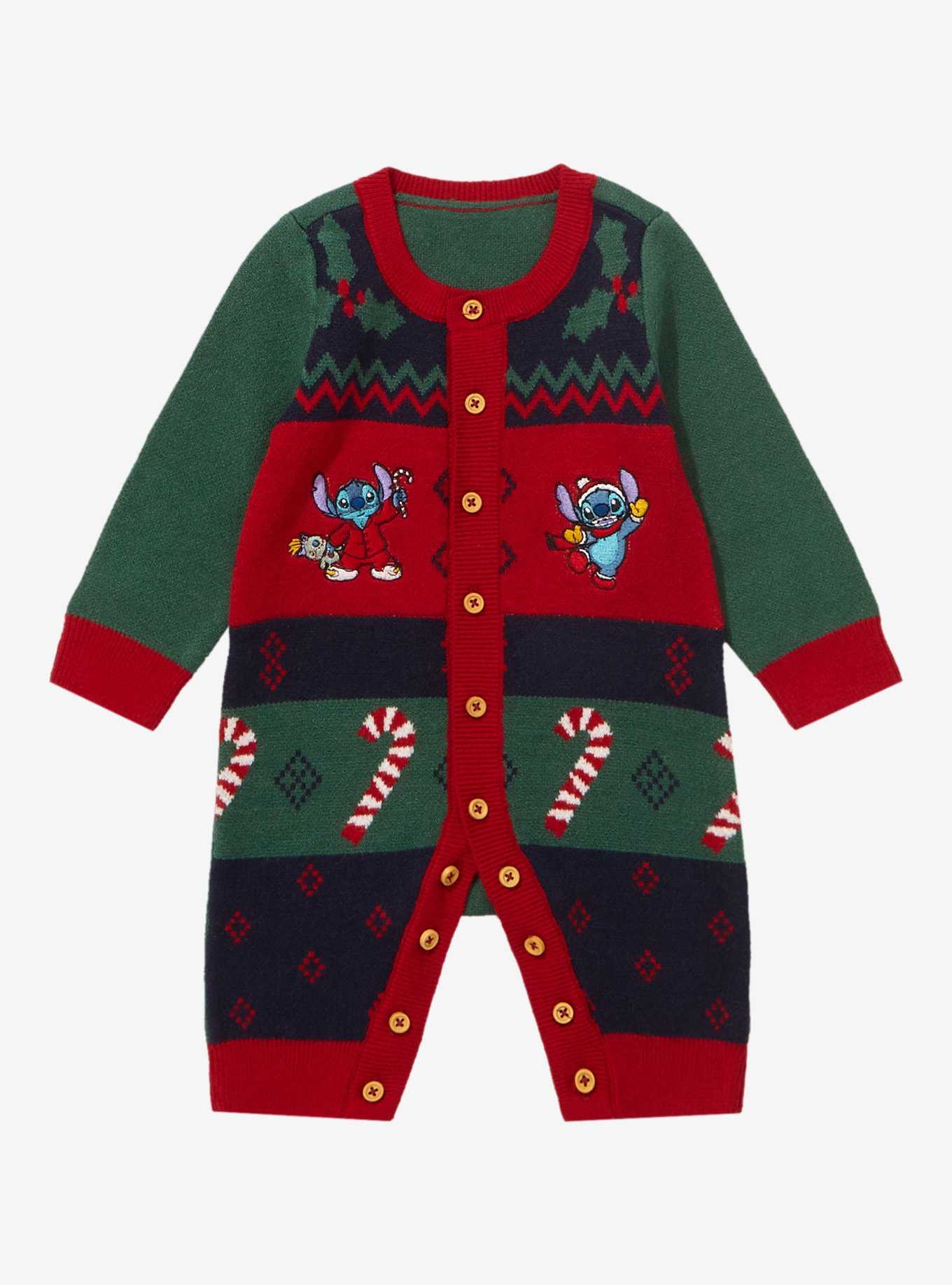 Disney Lilo & Stitch Holiday Sweater Infant One-Piece - BoxLunch Exclusive, , hi-res