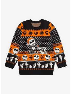 Disney The Nightmare Before Christmas Jack Skellington & Zero Patterned Toddler Sweater - BoxLunch Exclusive, , hi-res