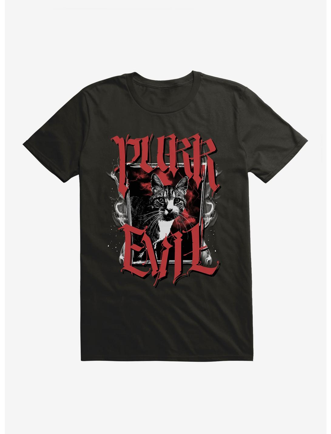 Cat Purr Evil Goth Frame T-Shirt, BLACK, hi-res