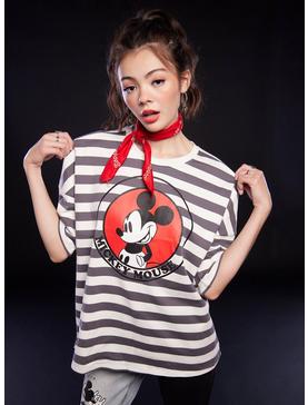 Disney Mickey Mouse Stripe Girls Oversized Drop Shoulder Top, , hi-res