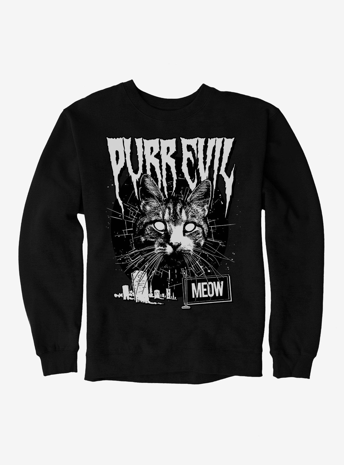 Cat Purr Evil Punk Meow Sweatshirt, , hi-res