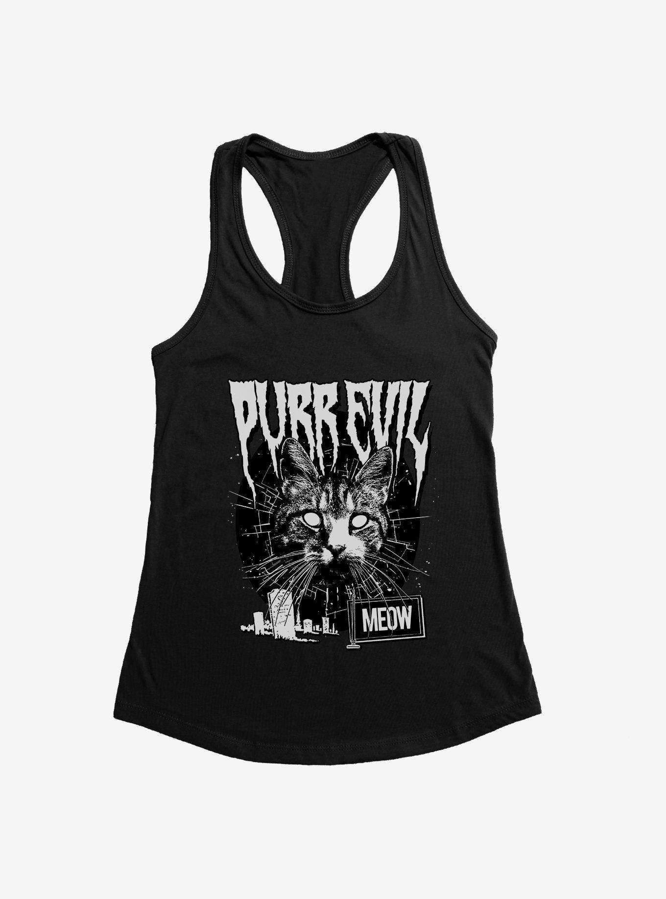 Cat Purr Evil Punk Meow Womens Tank Top, BLACK, hi-res view 1