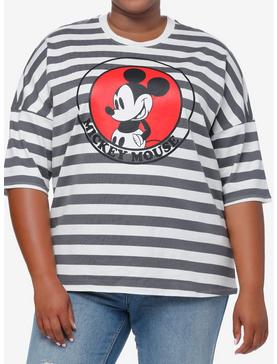 Disney Mickey Mouse Stripe Girls Oversized Drop Shoulder Top Plus Size, , hi-res