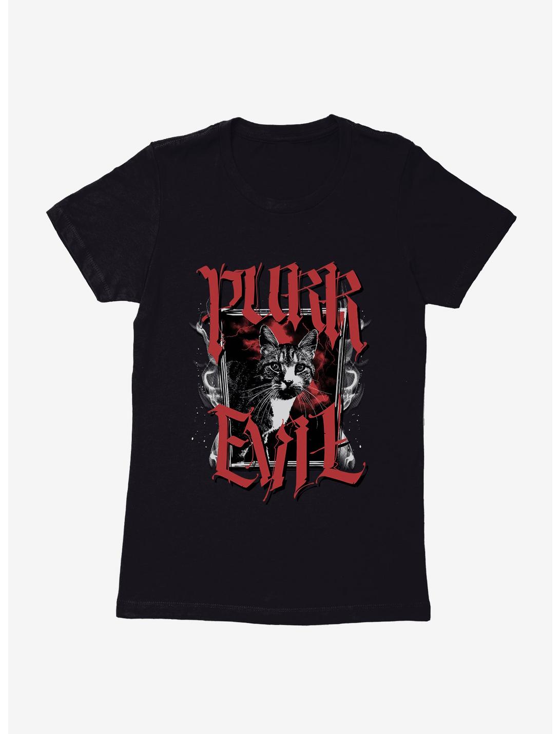 Cat Purr Evil Goth Frame Womens T-Shirt, BLACK, hi-res