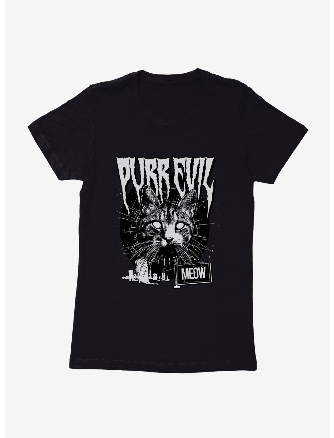 Cat Purr Evil Punk Meow Womens T-Shirt, BLACK, hi-res