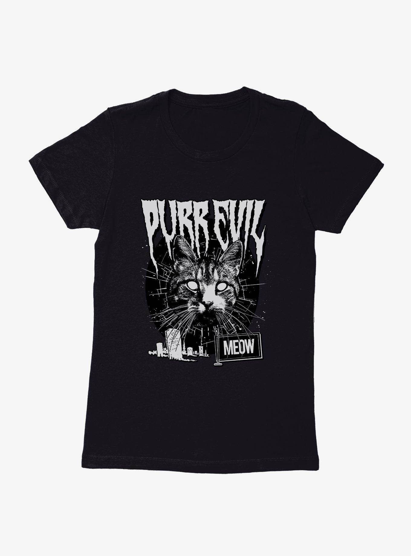 Cat Purr Evil Punk Meow Womens T-Shirt, , hi-res