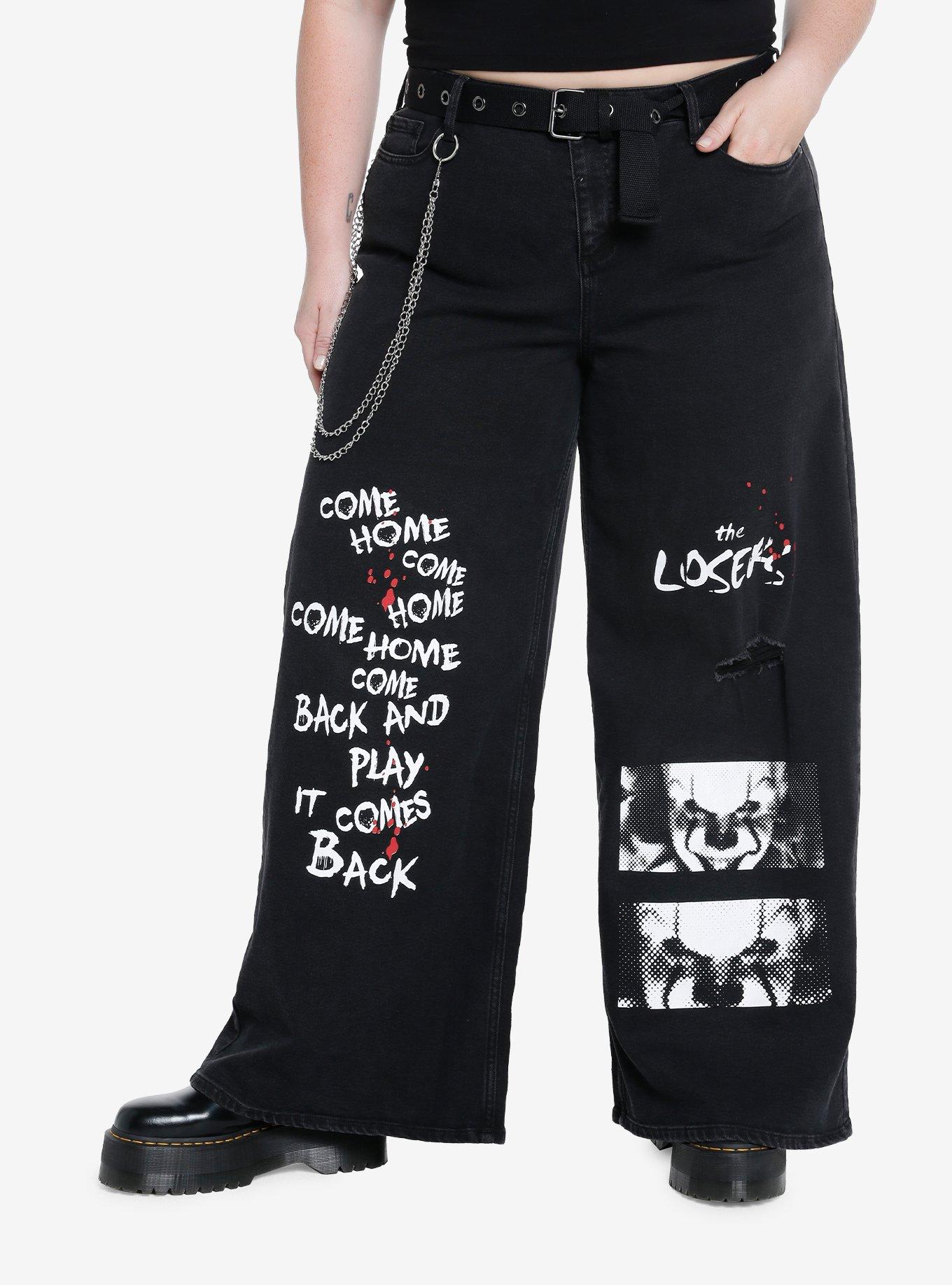 IT Pennywise Side Chain Wide Leg Pants With Belt Plus Size | Hot Topic