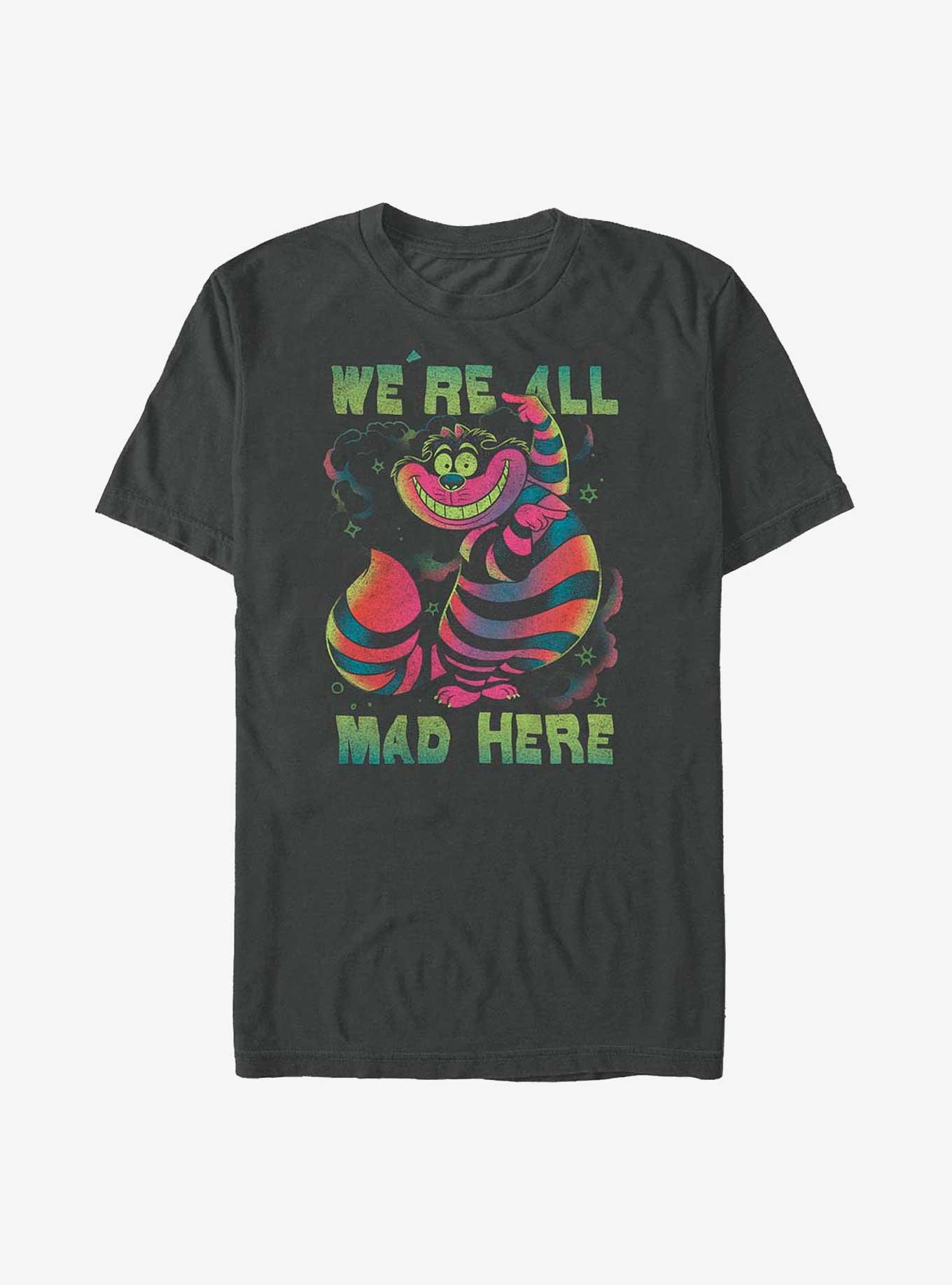 Disney Alice In Wonderland Cheshire We're All Mad Here Extra Soft T-Shirt, CHARCOAL, hi-res