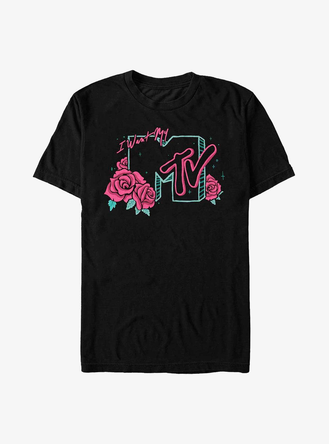 MTV Drawn Rose Logo Extra Soft T-Shirt, BLACK, hi-res