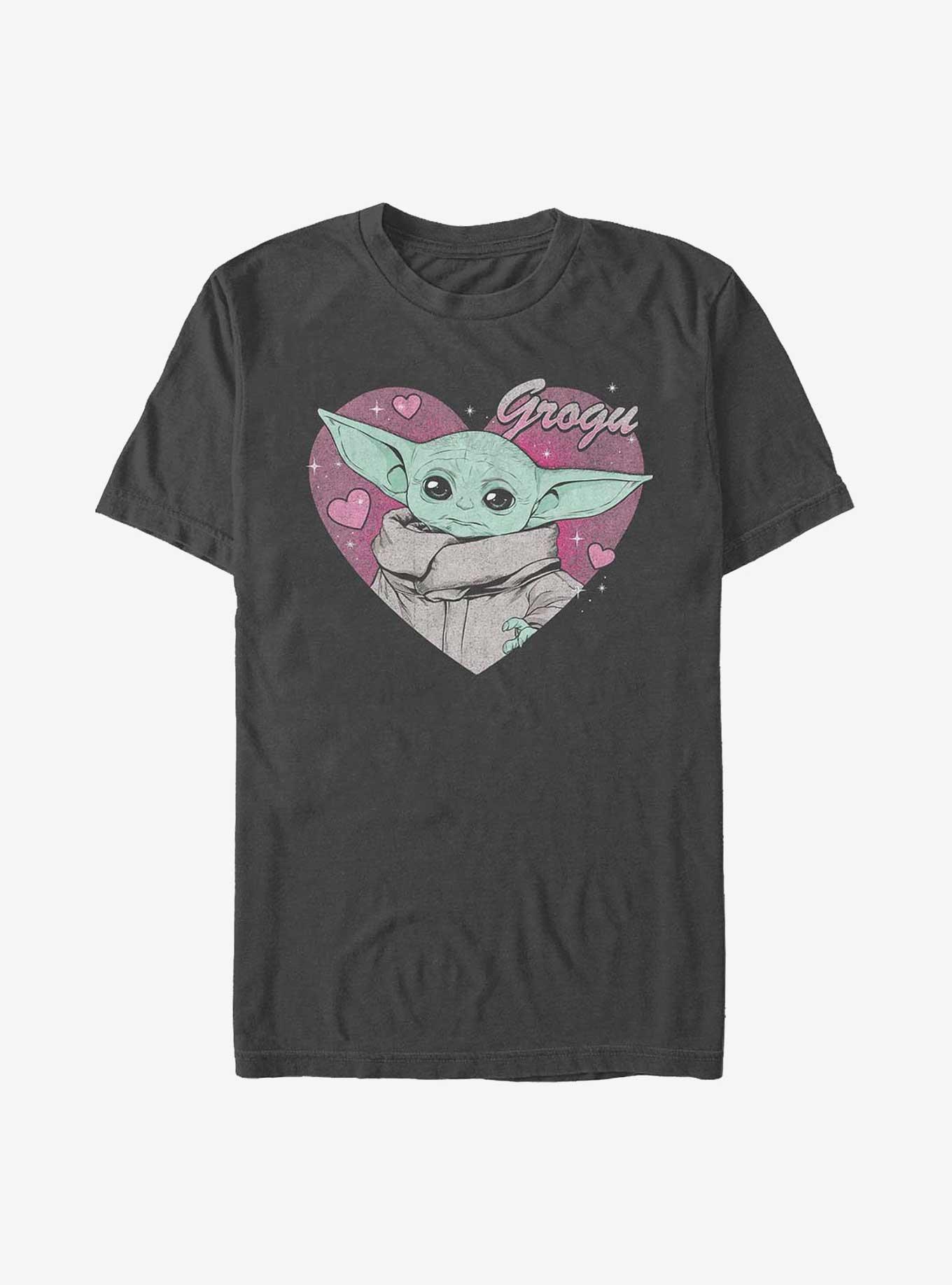 Star Wars The Mandalorian Grogu Valentine Extra Soft T-Shirt, CHARCOAL, hi-res