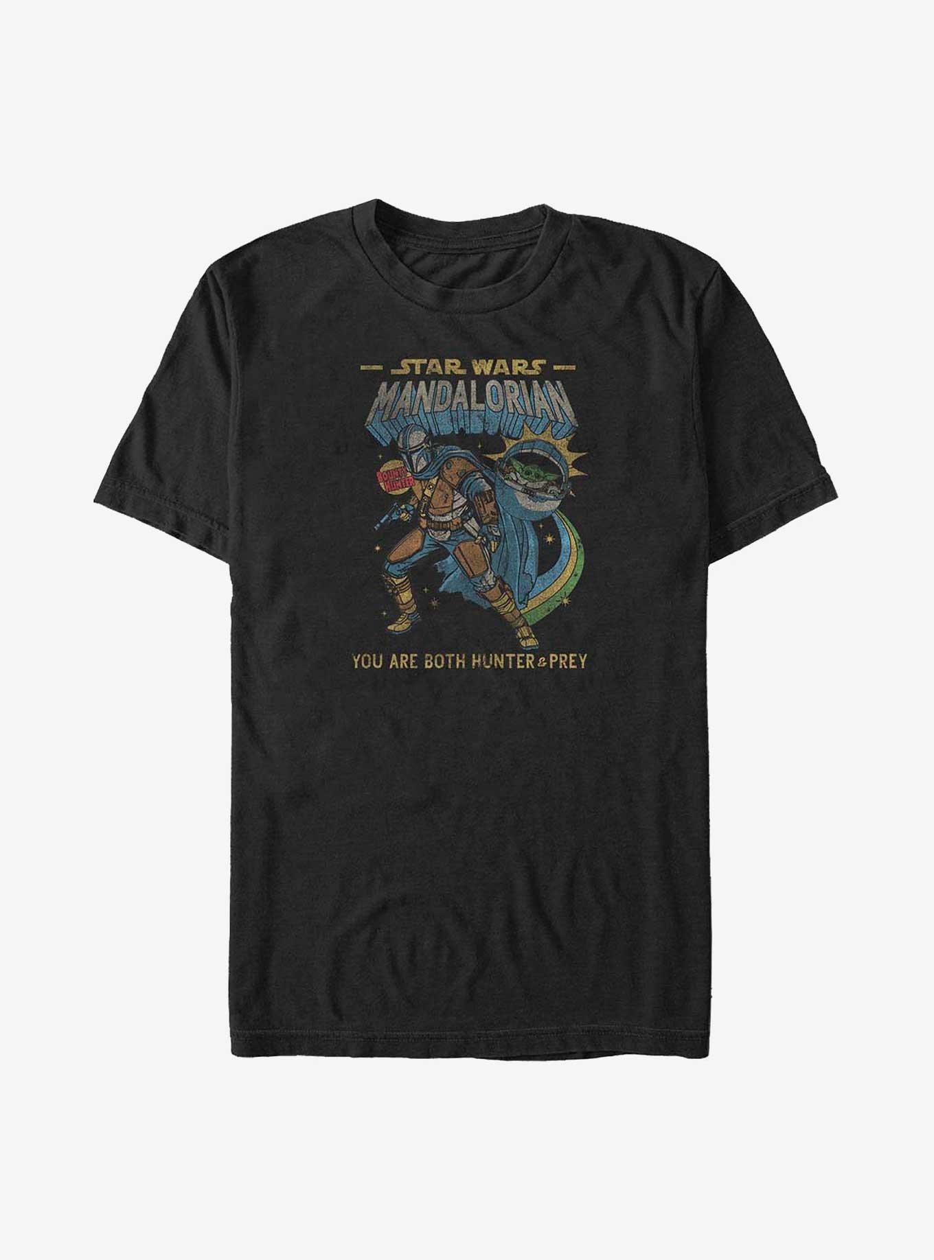 Star Wars The Mandalorian Mando and Grogu Hunter & Prey Big & Tall T-Shirt, BLACK, hi-res