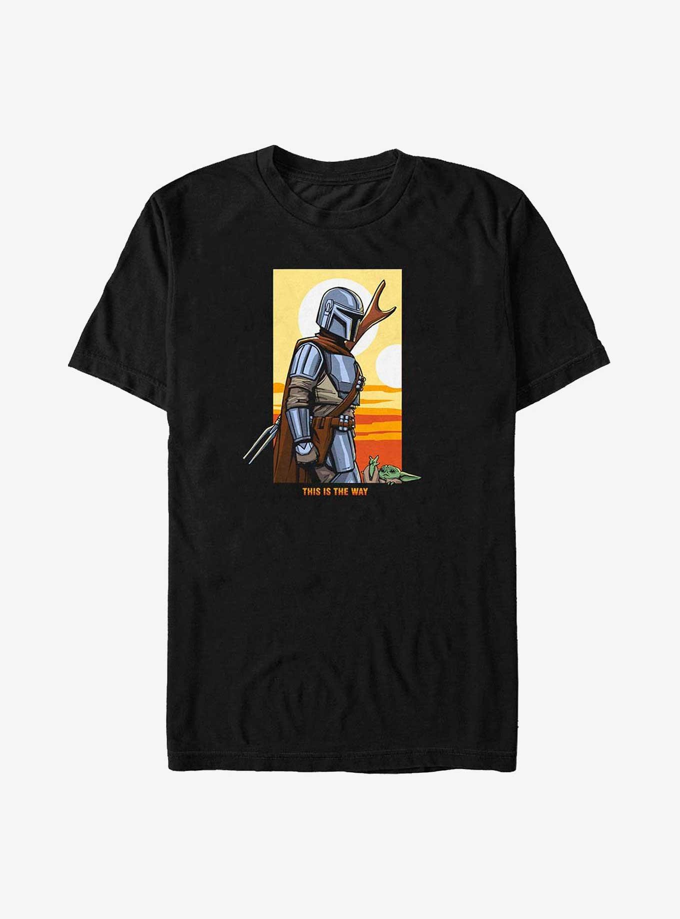 Star Wars The Mandalorian Mando Comic Sunset Big & Tall T-Shirt, BLACK, hi-res